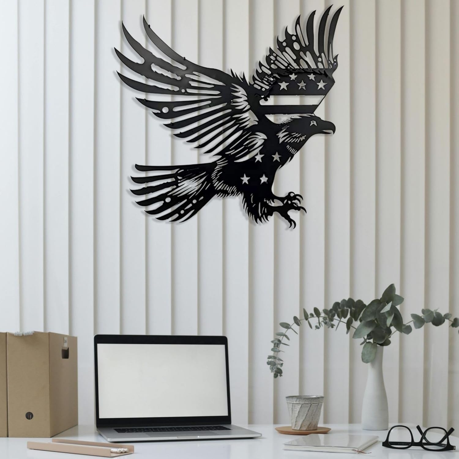 Patriotic Bald Eagle American Flag Metal Wall Art 40 Inch 1