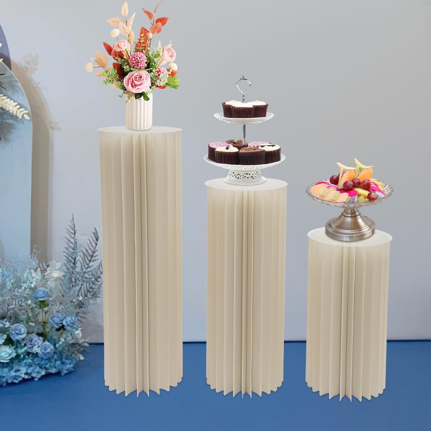 Foldable Cardboard Flower Stand 3Pcs for Wedding Display