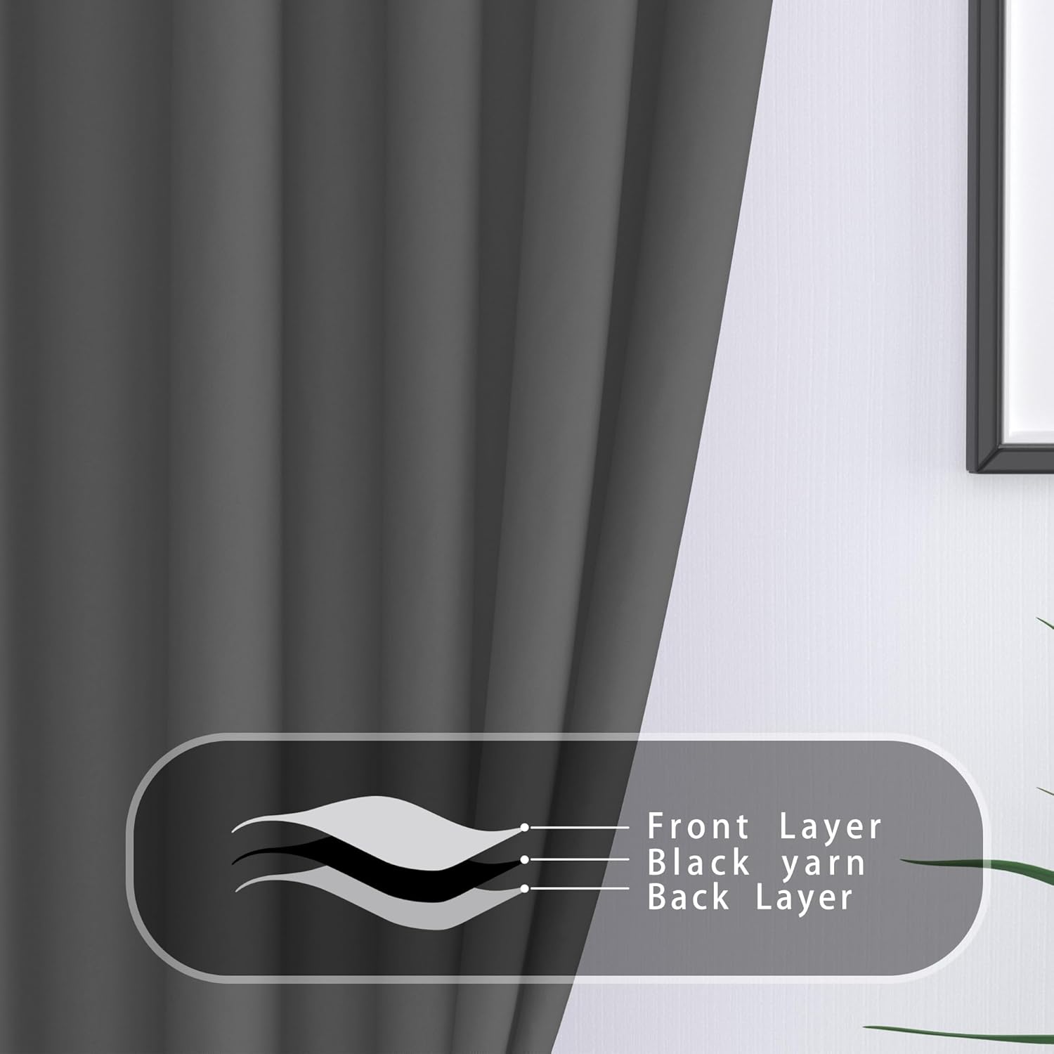 UPOPO Blackout Curtains Dark Grey 80 Inches Panel Set