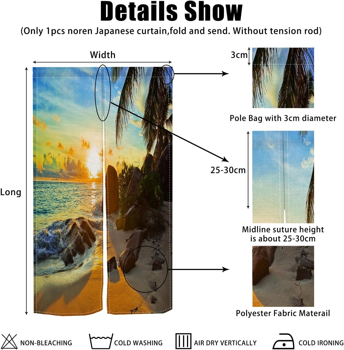 Leowefowa Single-Side Noren Door Curtain Decor