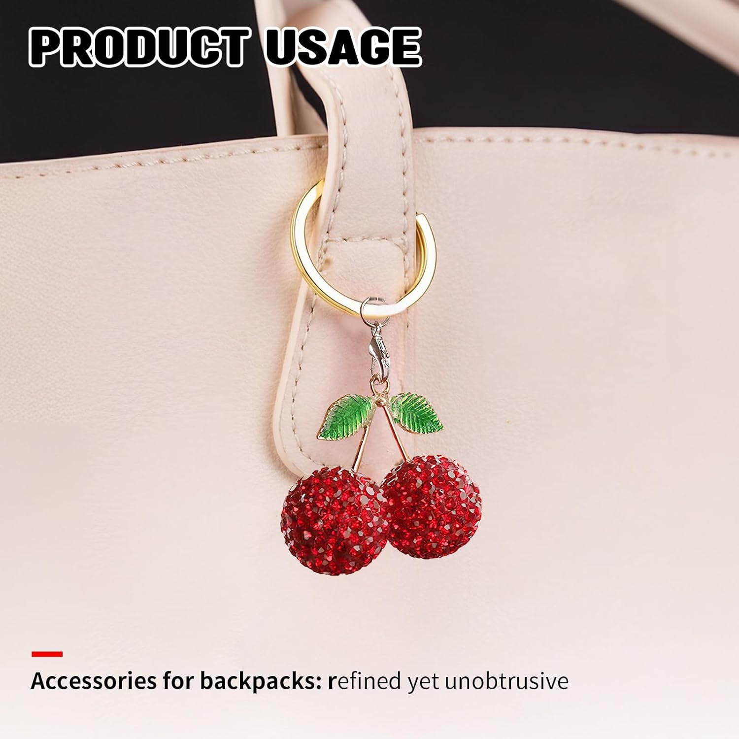 2PCS Bling Cherry Car Mirror Decor