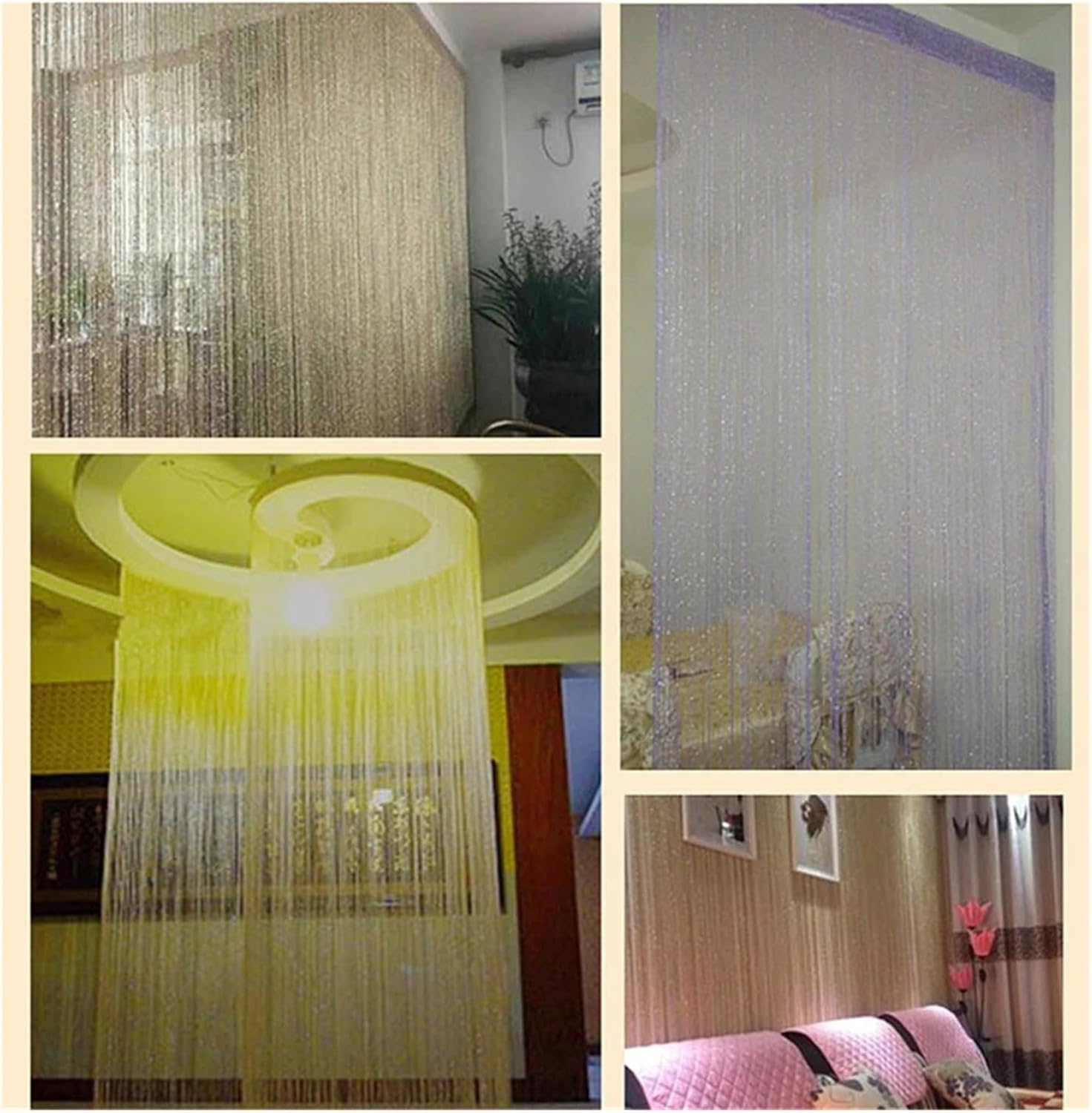Shiny Tassel Door Divider Curtain 95x200CM Blue
