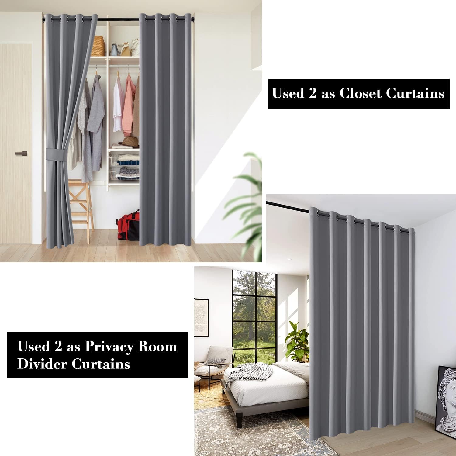 SHINELAND Closet Curtain 80 Inches Long
