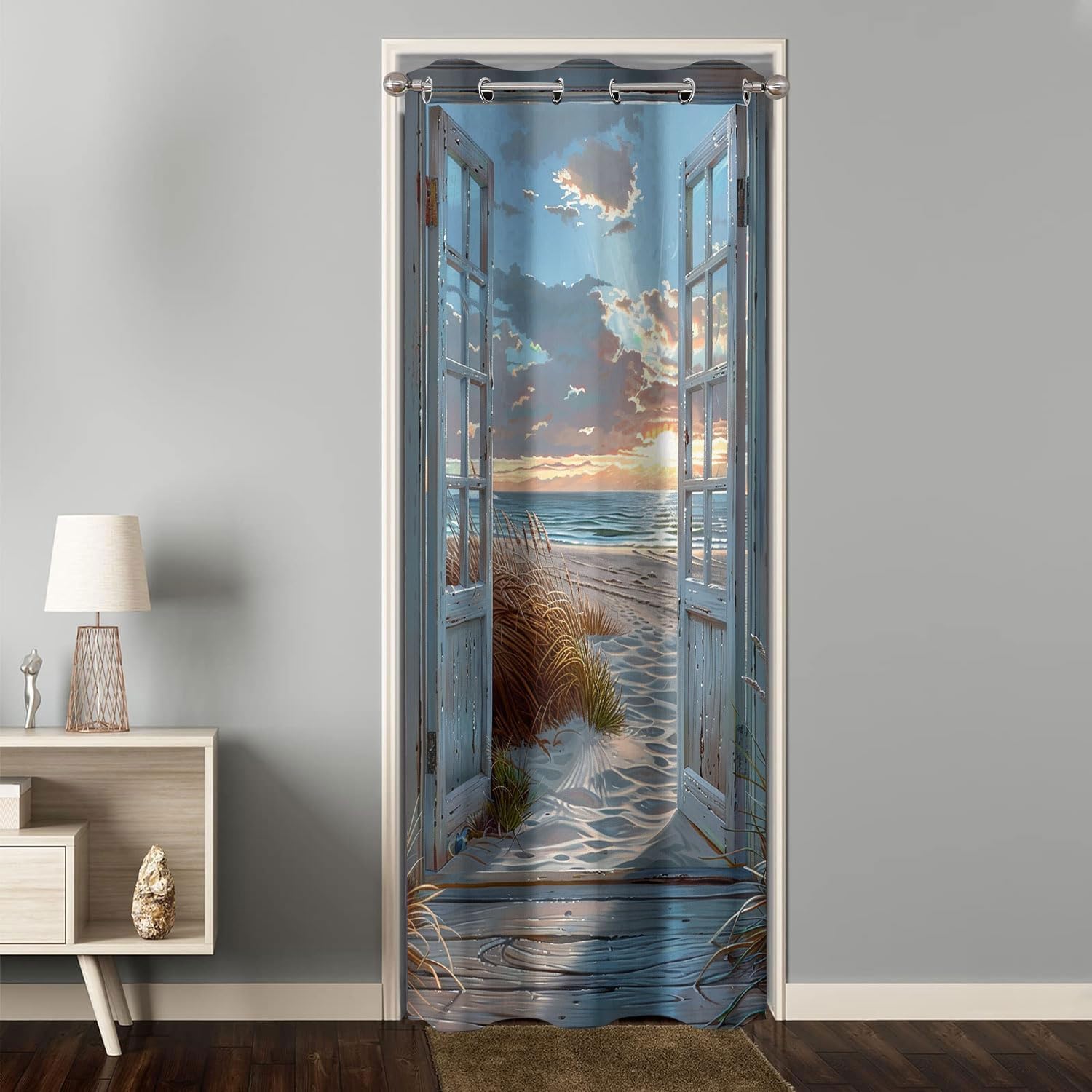 Beach Door Curtains for Doorways 34x80 Inch