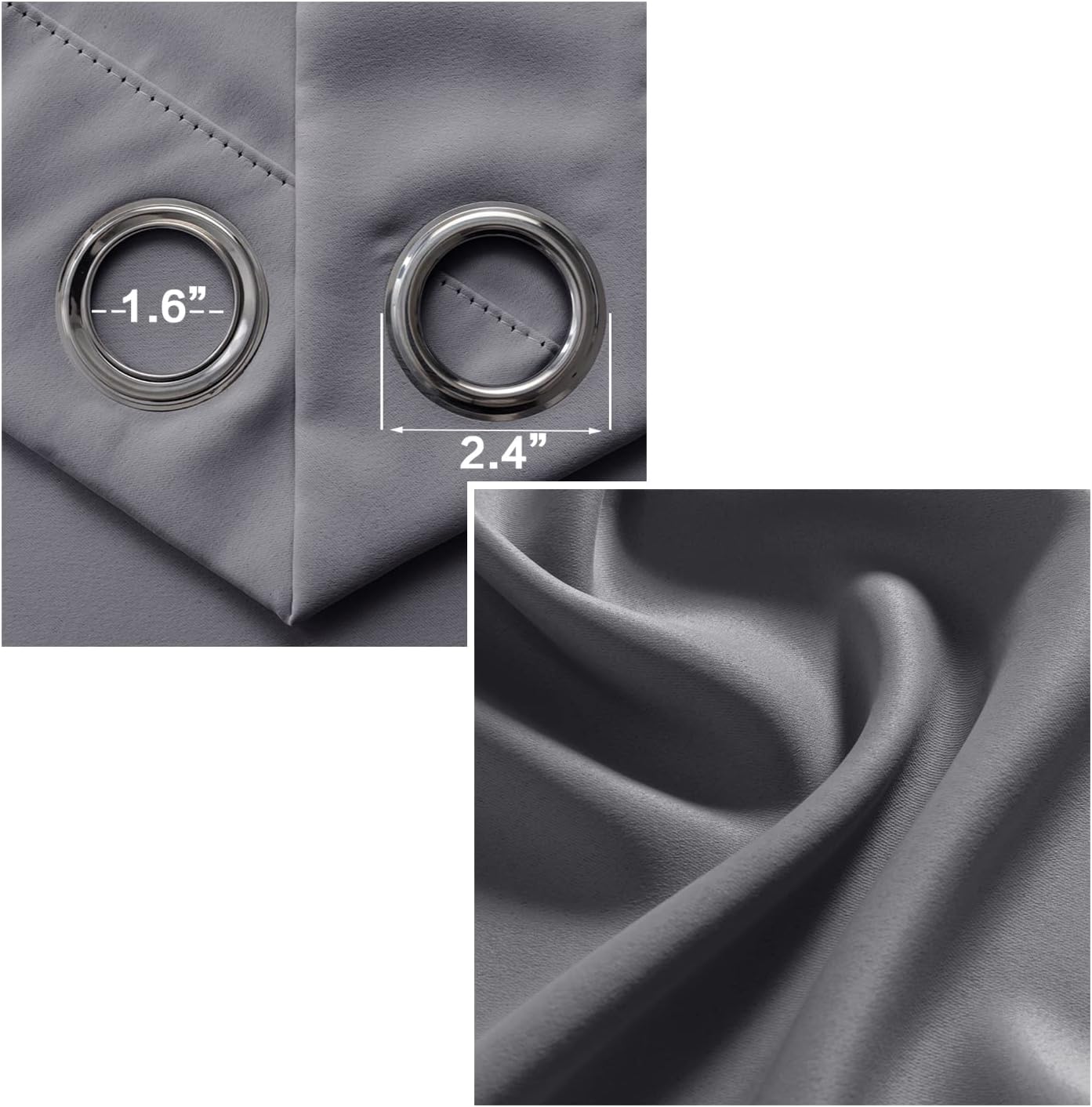 XTMYI Thermal Insulated Curtains Dark Grey 34x80 Inches