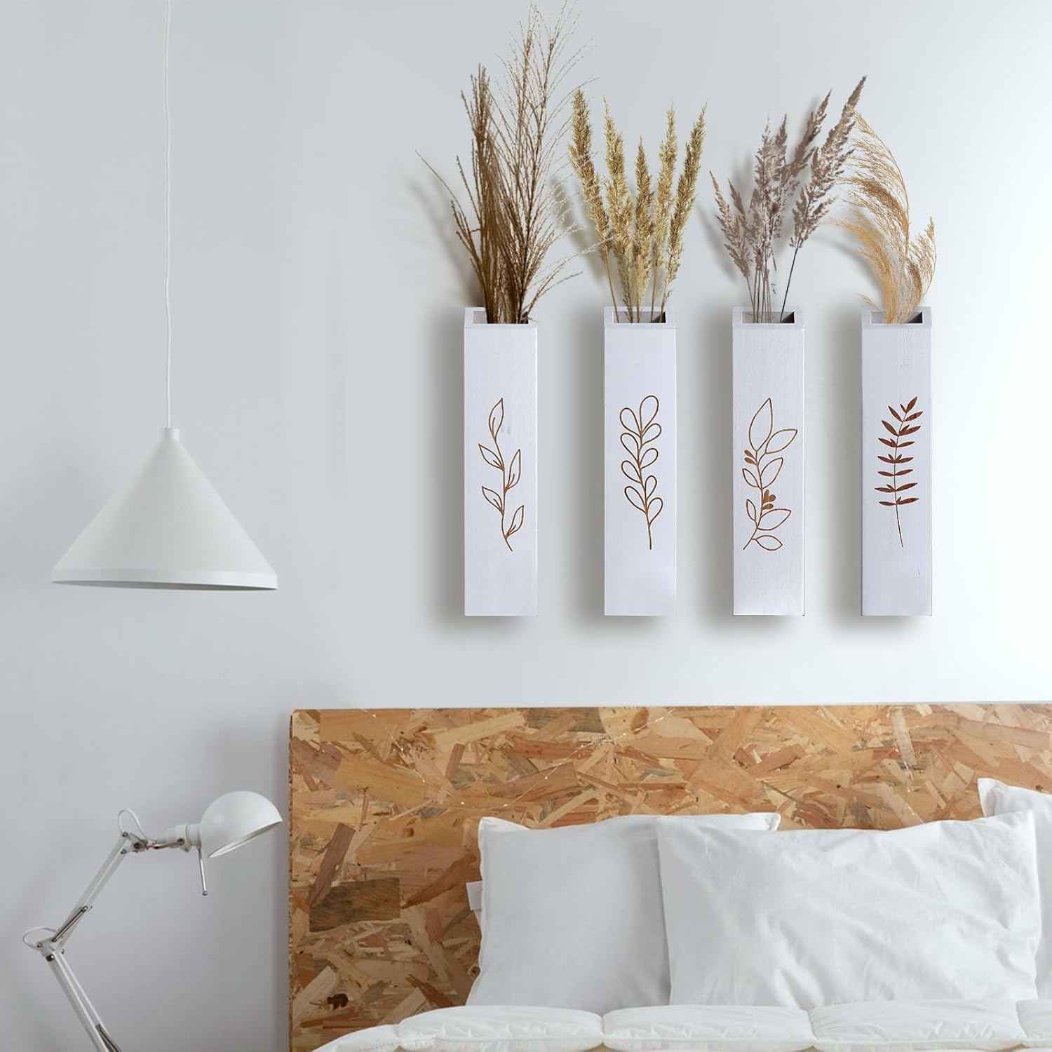 Wooden Wall Planter 4 Pack Farmhouse Decor White
