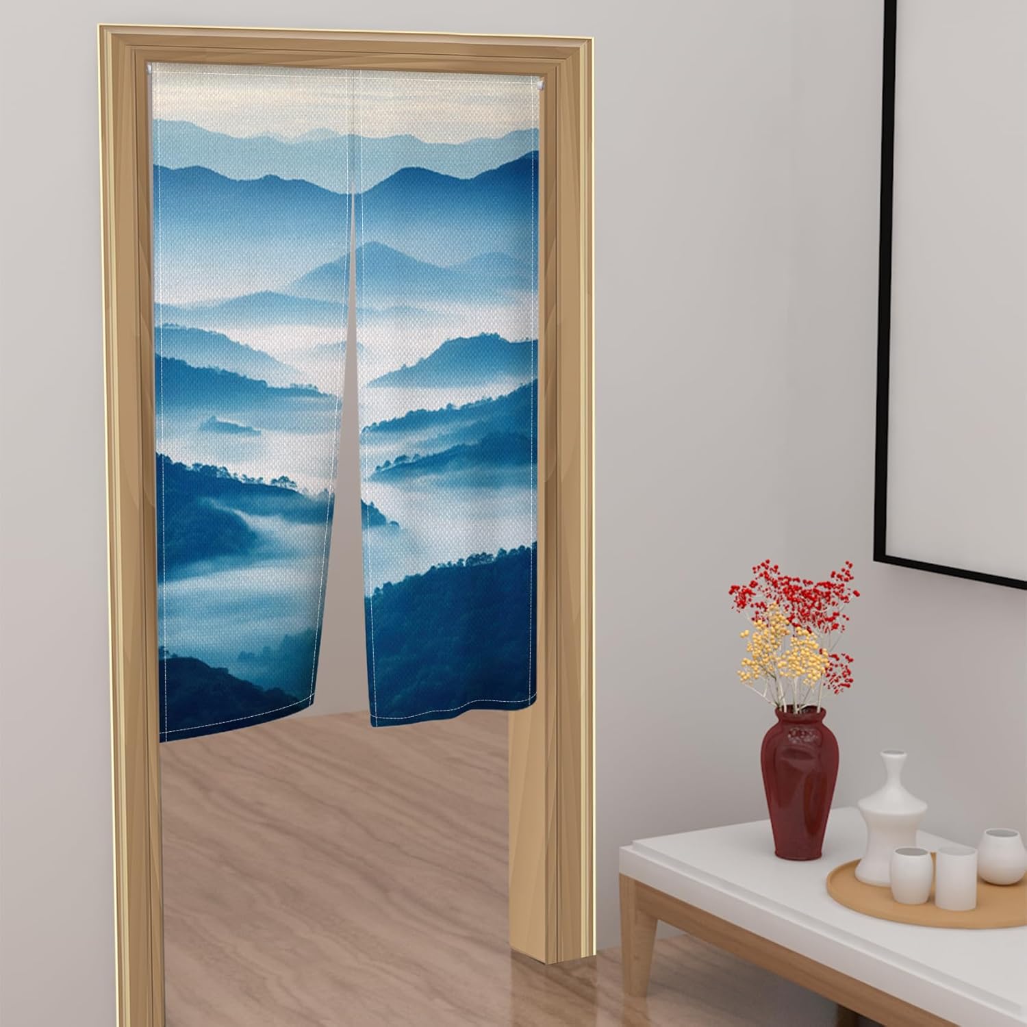 Mountain Japanese Noren Curtain for Privacy and Decor