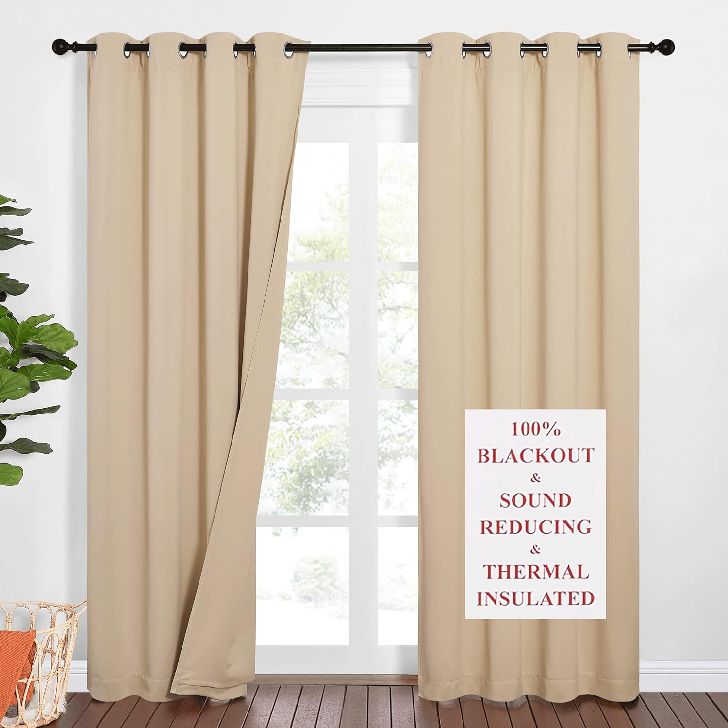 NICETOWN Noise Reducing Curtains with Blackout 2 Pieces