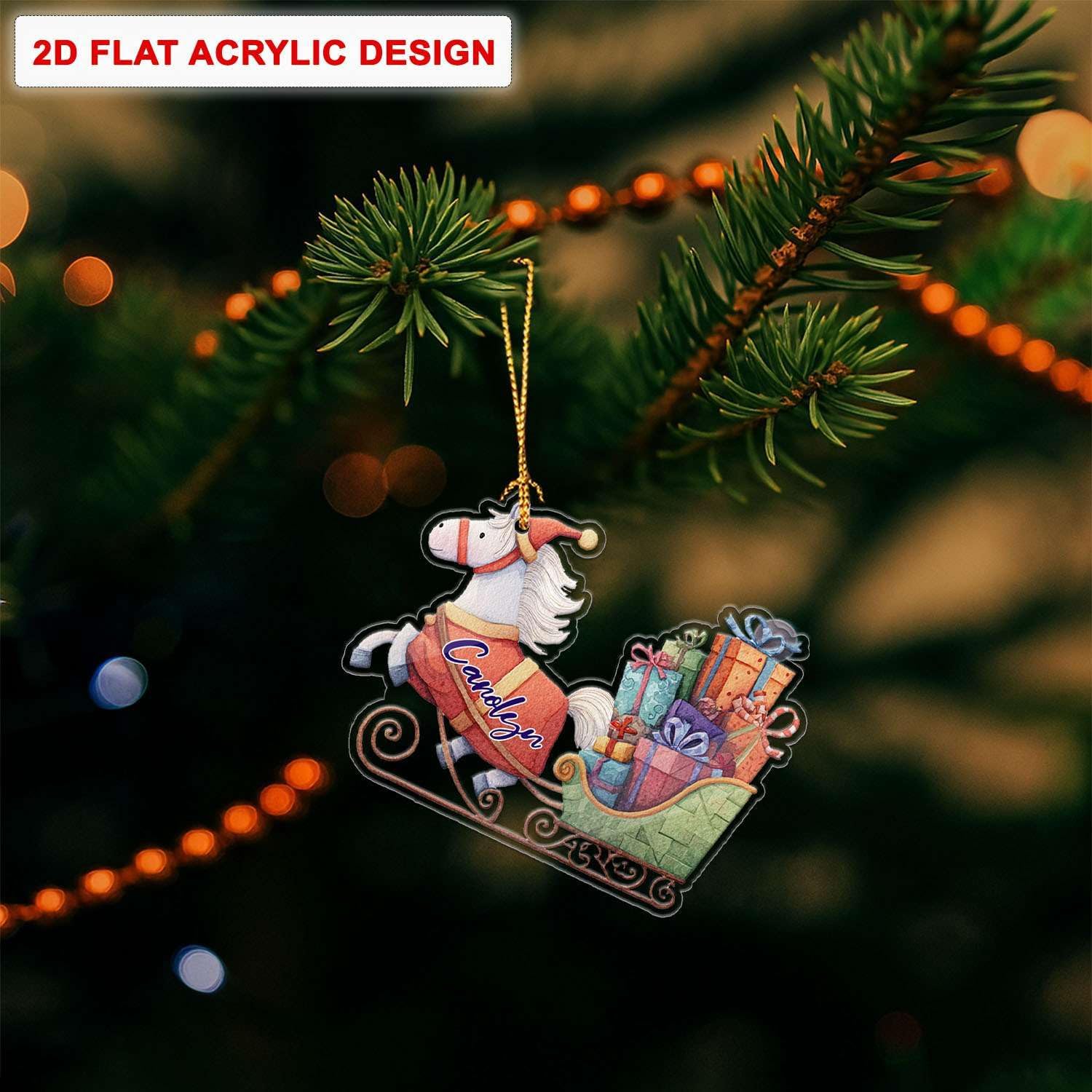 Personalized Horse Sleigh Christmas Ornament with Name