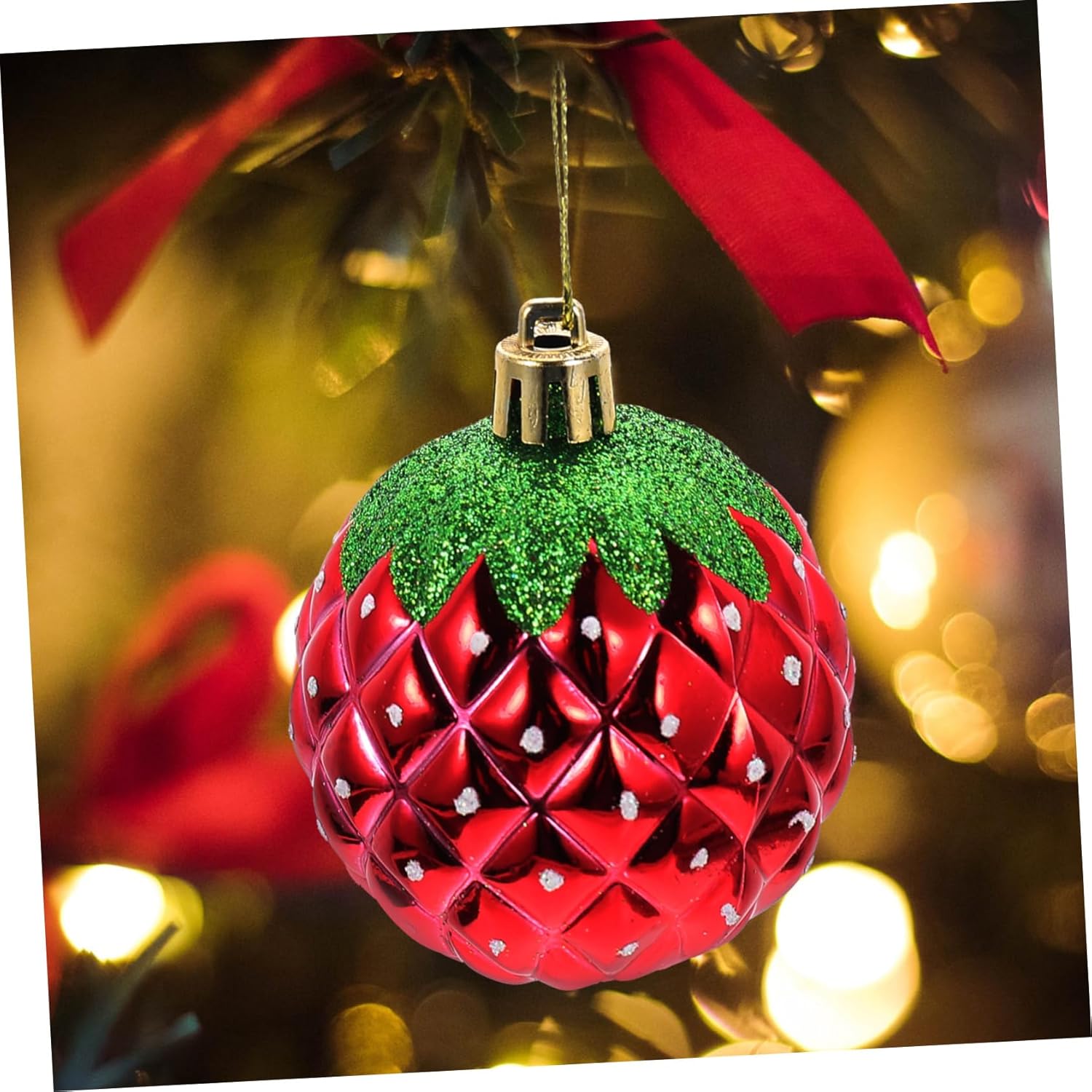 6pcs Decorative Hanging Balls Red Strawberry Party Decorations