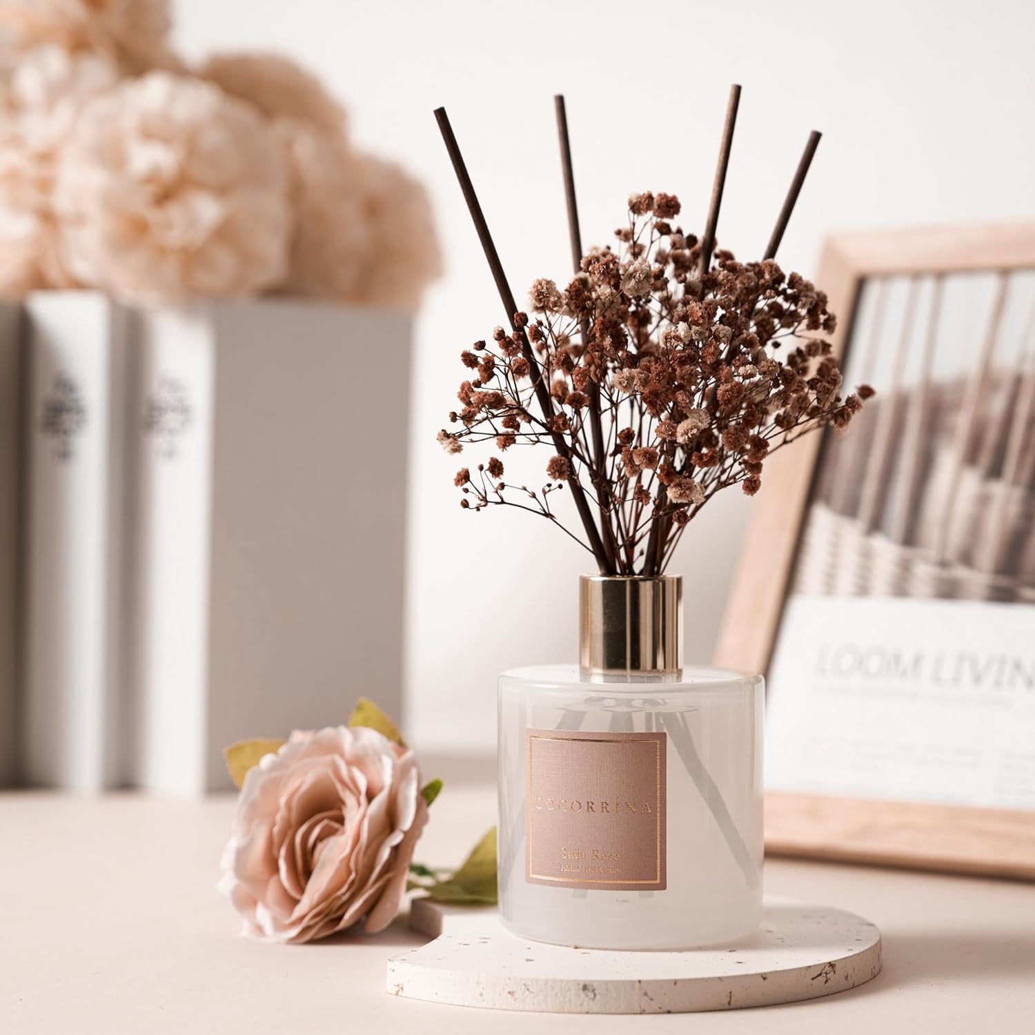 Cocorrna Satin Rose Reed Diffuser Set