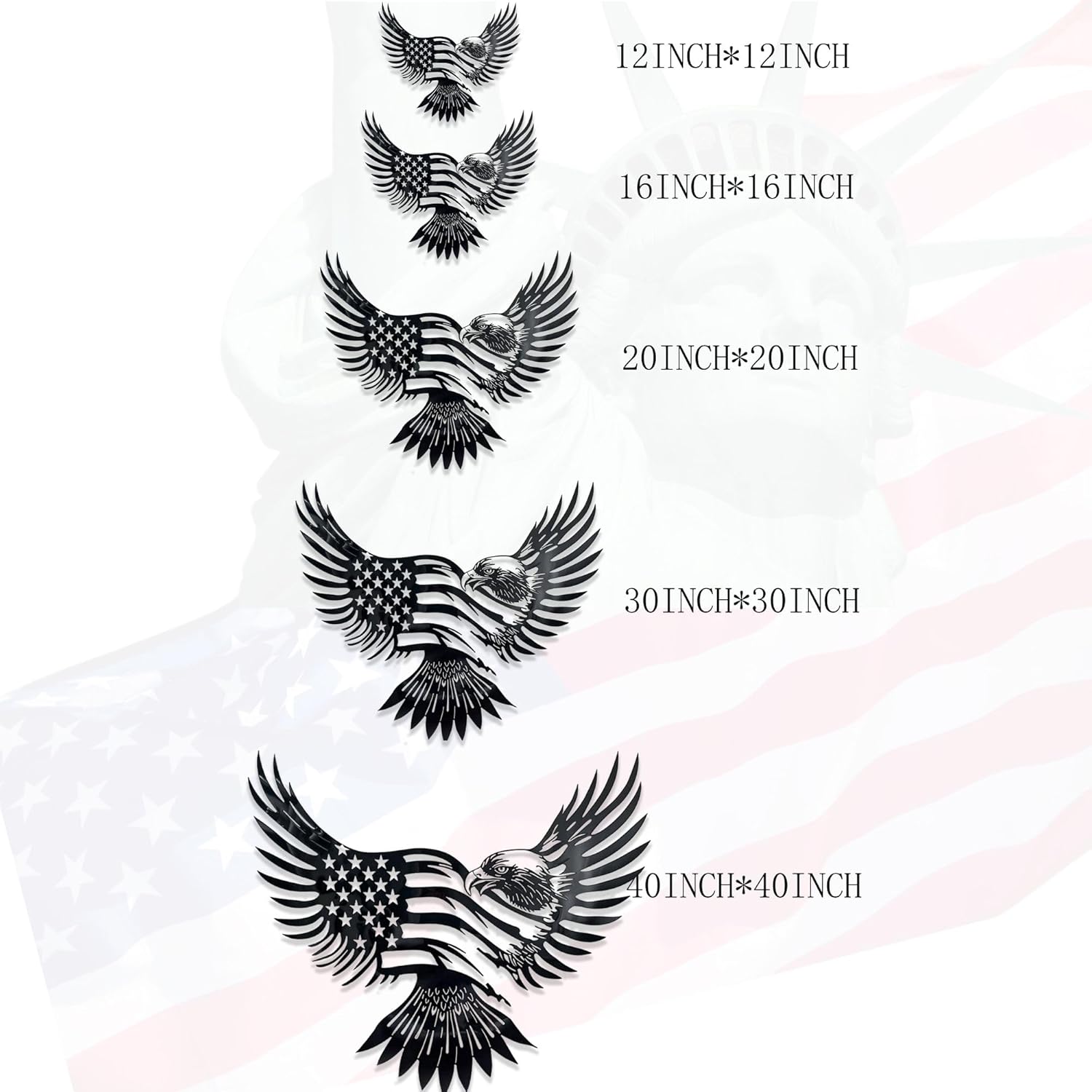 Patriotic Bald Eagle American Flag Metal Wall Art 20