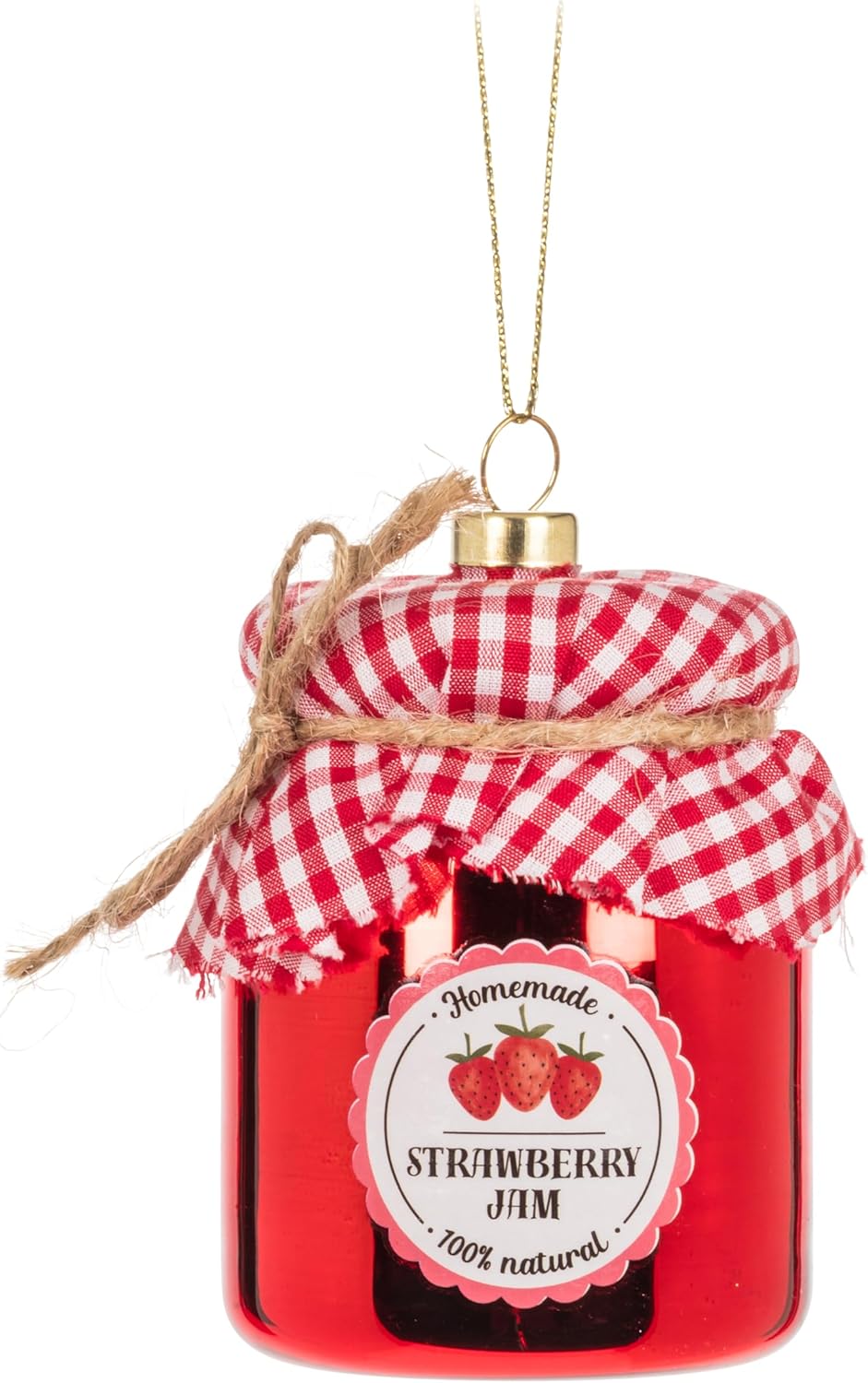 Abbott Collection Strawberry Jam Jar Ornament Glass 3 Inch