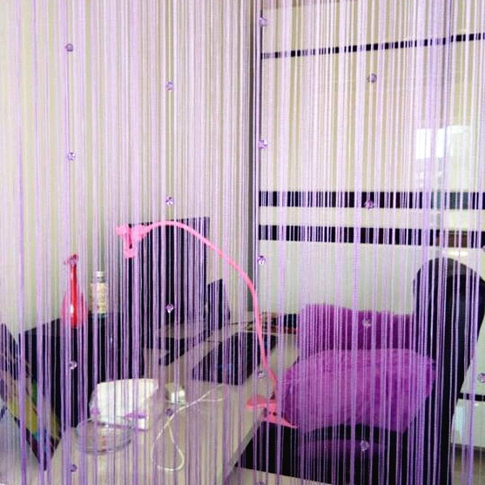 Light Purple Decorative Curtain Door Panel with Beads