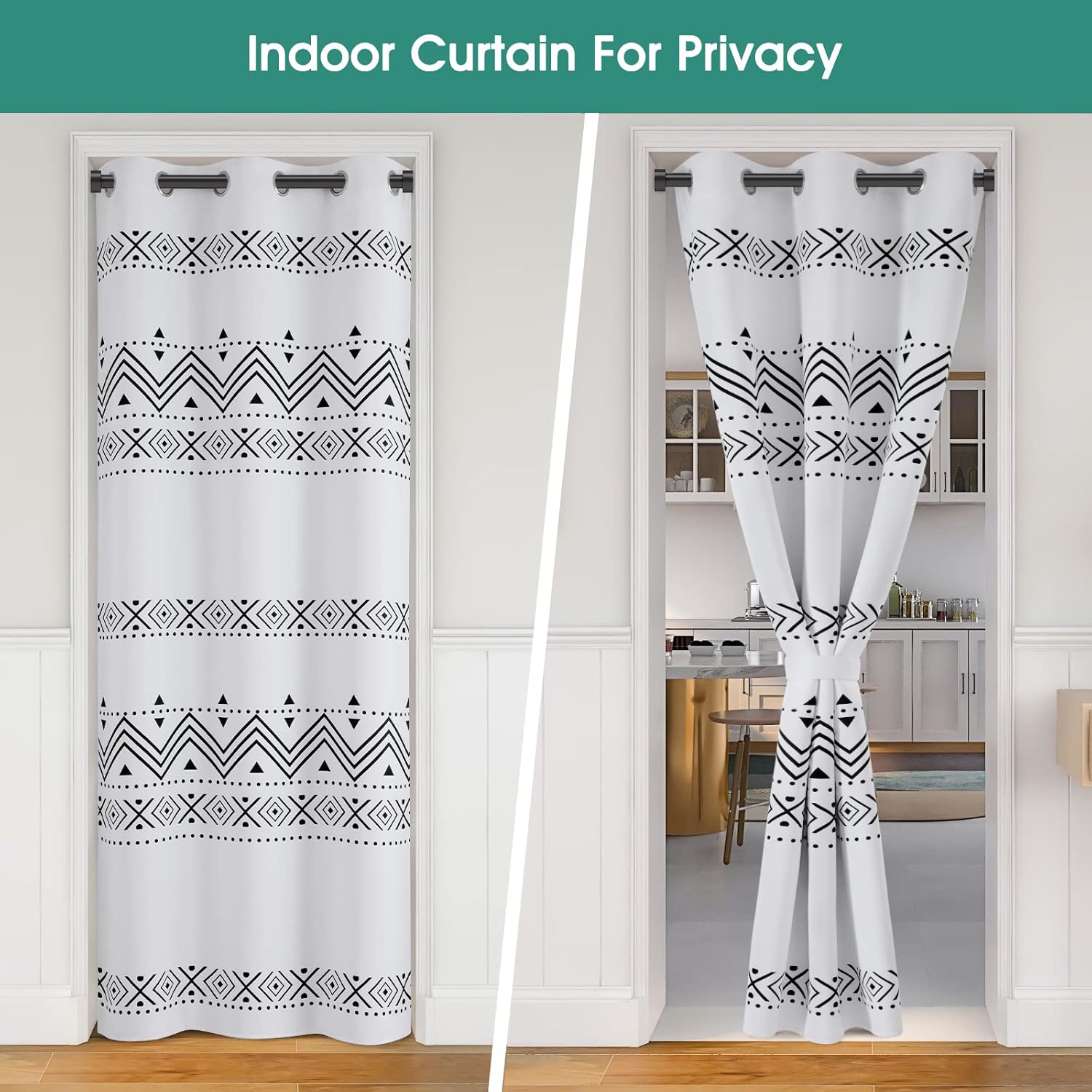 HOMEIDEAS Boho Doorway Curtains with Blackout and Privacy