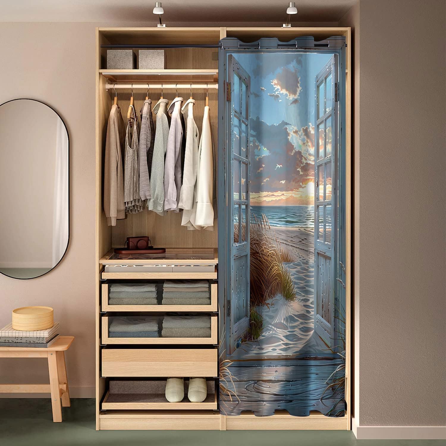 Beach Door Curtains for Doorways 34x80 Inch