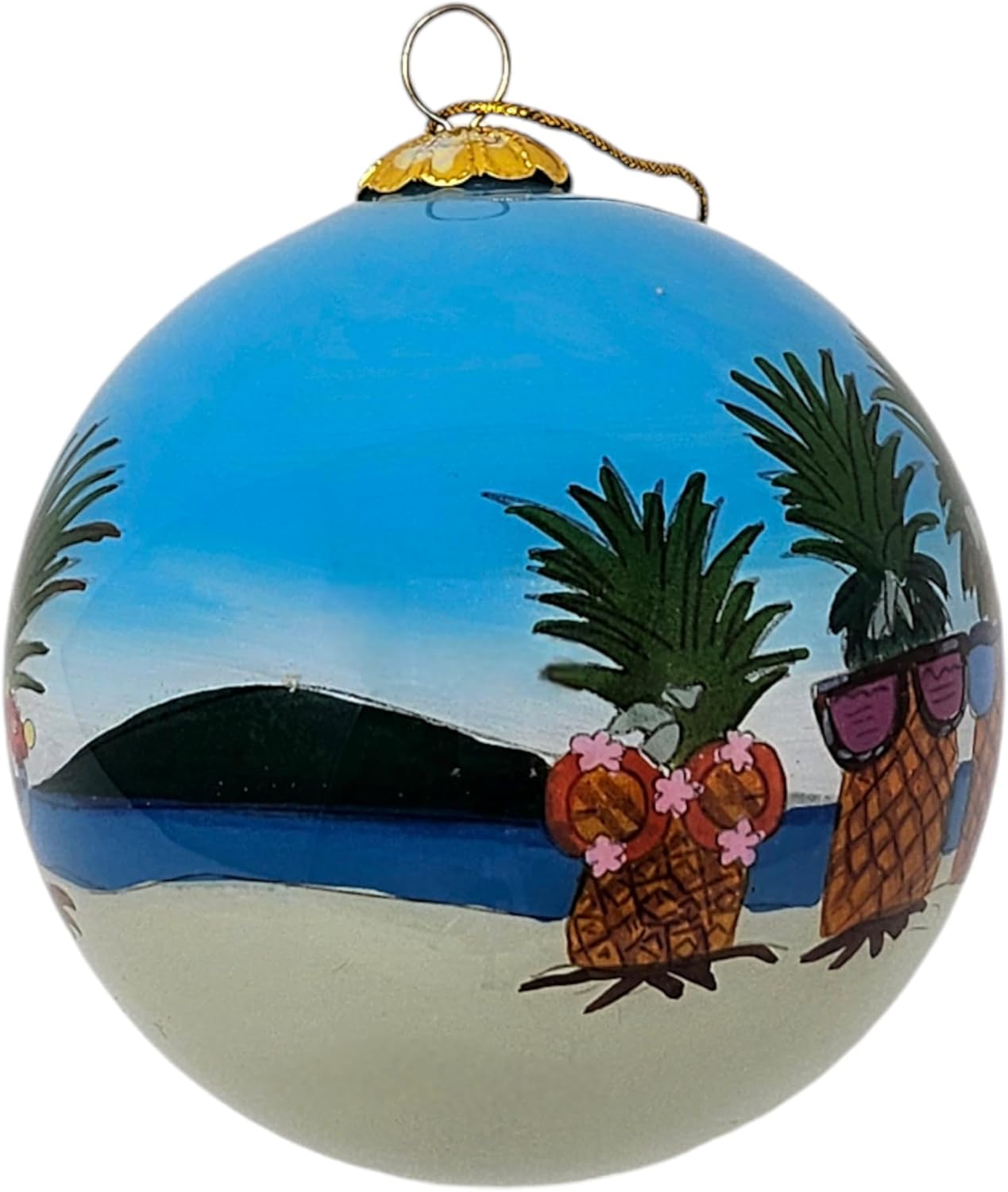 Chill Pineapple Vibes Hawaiian Christmas Ornament 1