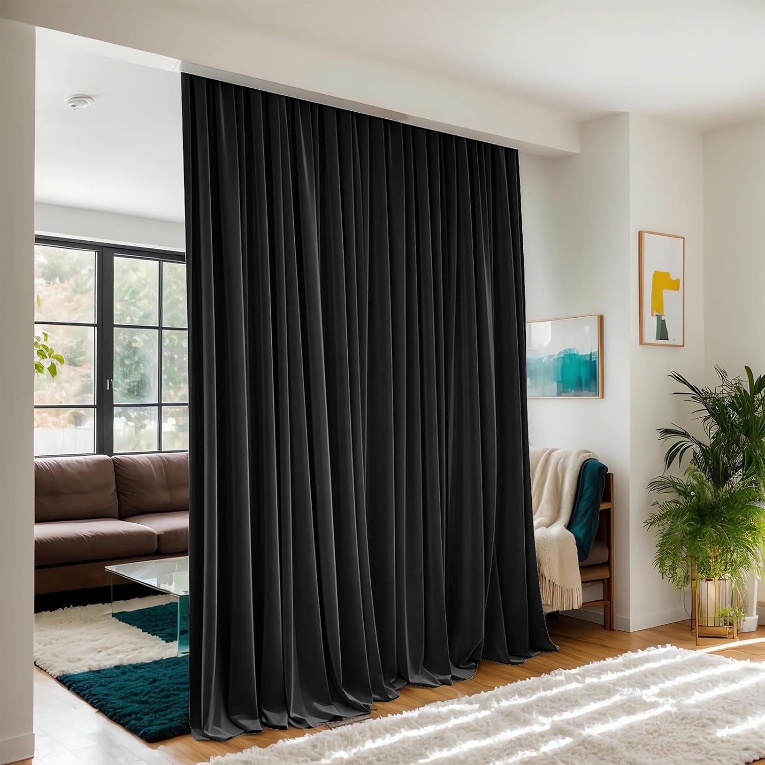 Extra Wide Room Divider Curtain Panel - Blackout Privacy Soundproof Thermal 1 Panel