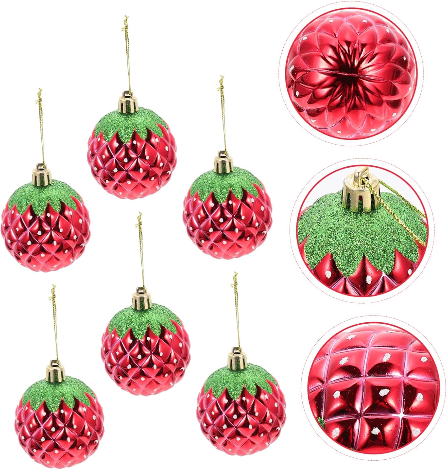 6pcs Decorative Hanging Balls Red Strawberry Party Decorations