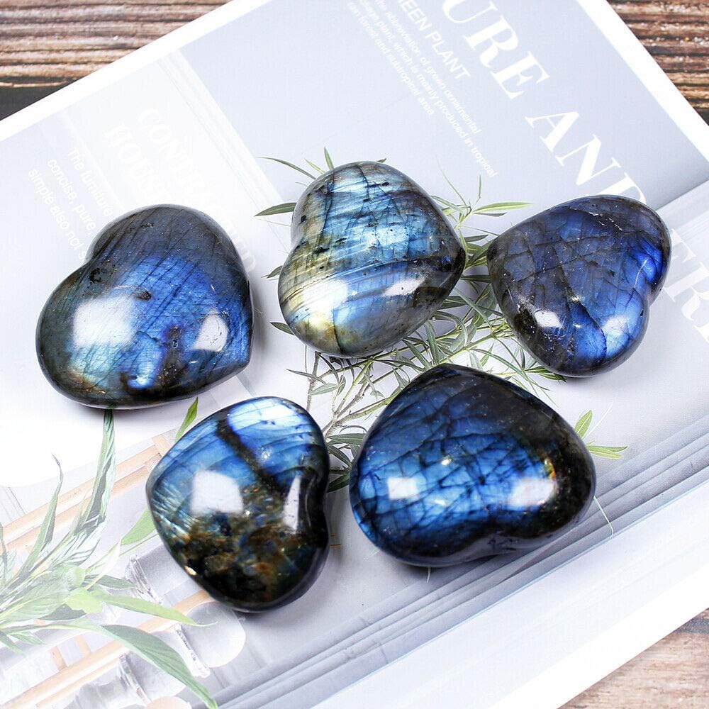 Wixine Crystal Heart Moonstone Labradorite Healing Stone for Reiki and Meditation