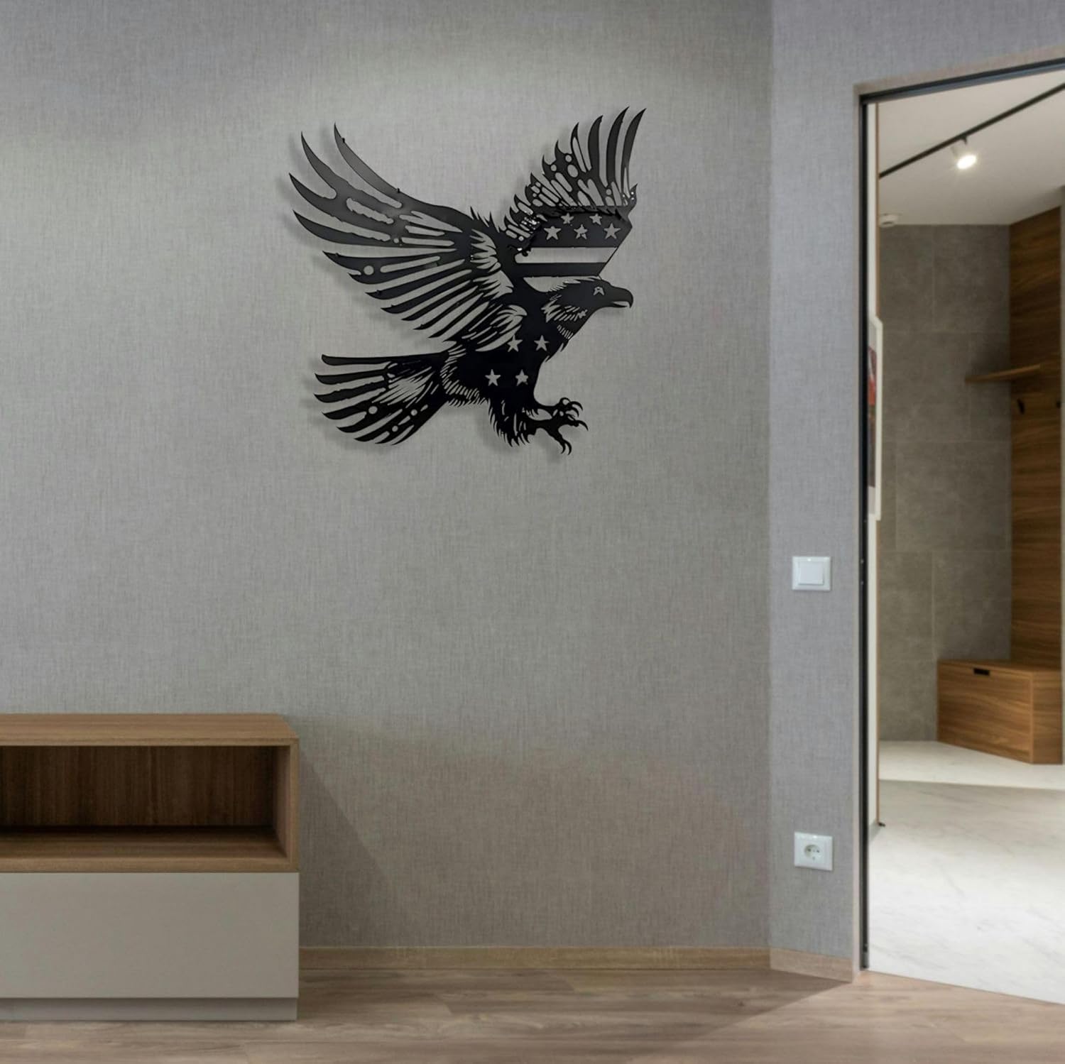 Patriotic Bald Eagle American Flag Metal Wall Art 40 Inch 1
