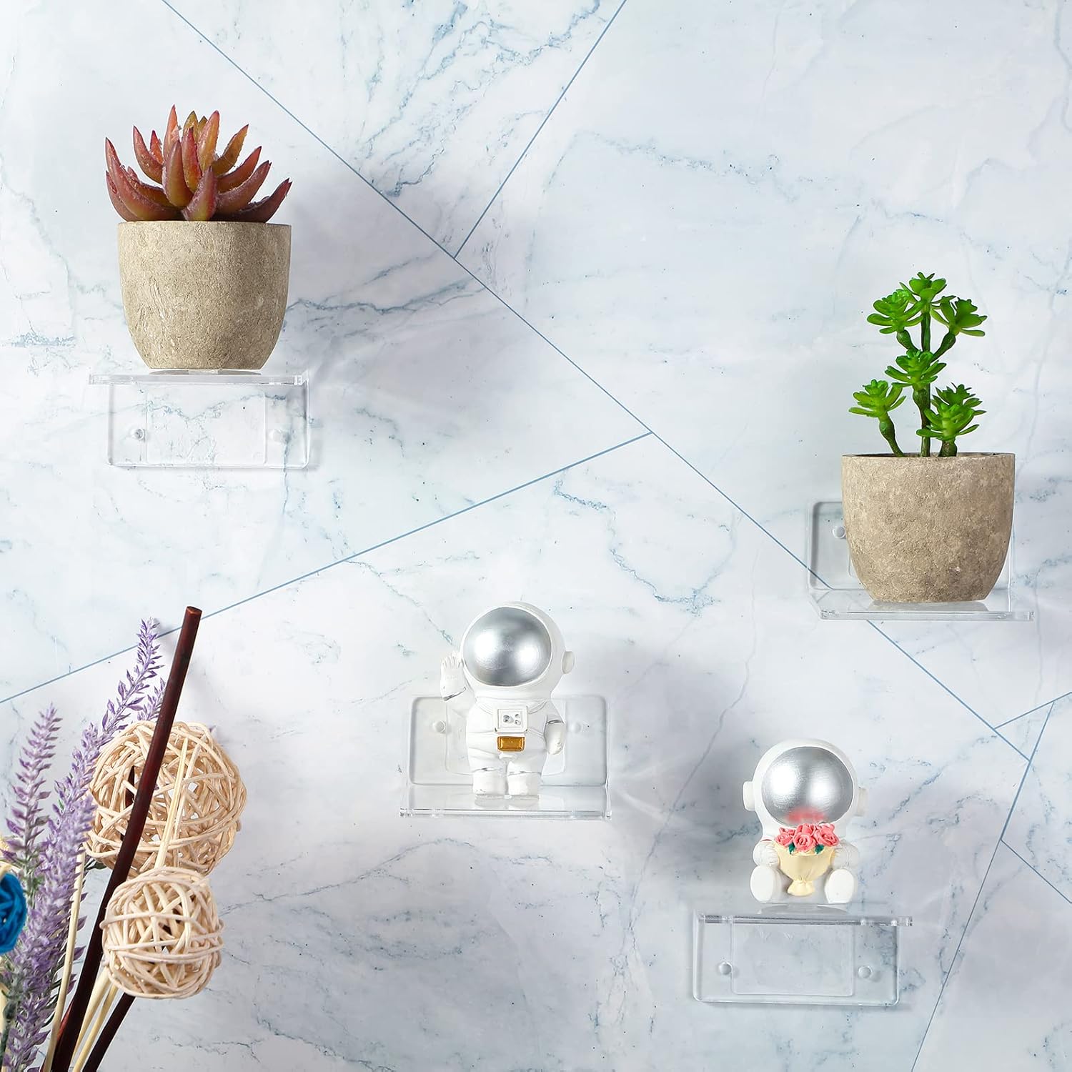 Yulejo 6 Piece Acrylic Floating Shelf Set