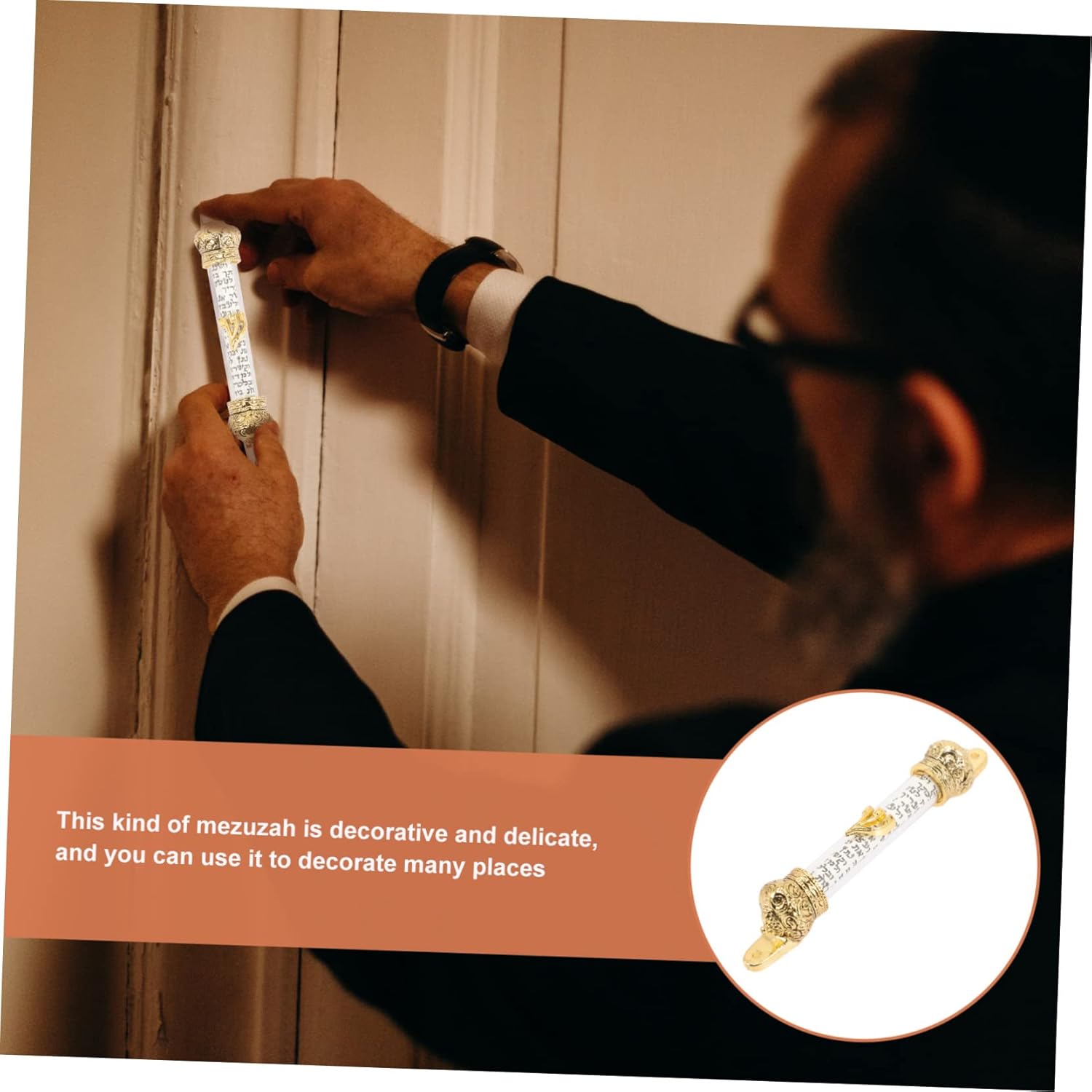 Metal Mezuzah Scroll for Home Door Jewish Decor