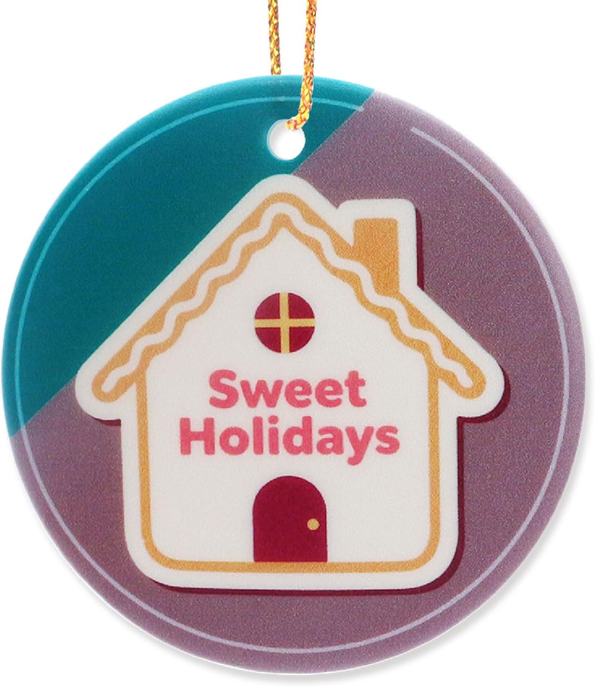 Sweet Holidays Round Ceramic Ornament with Double Sided Design