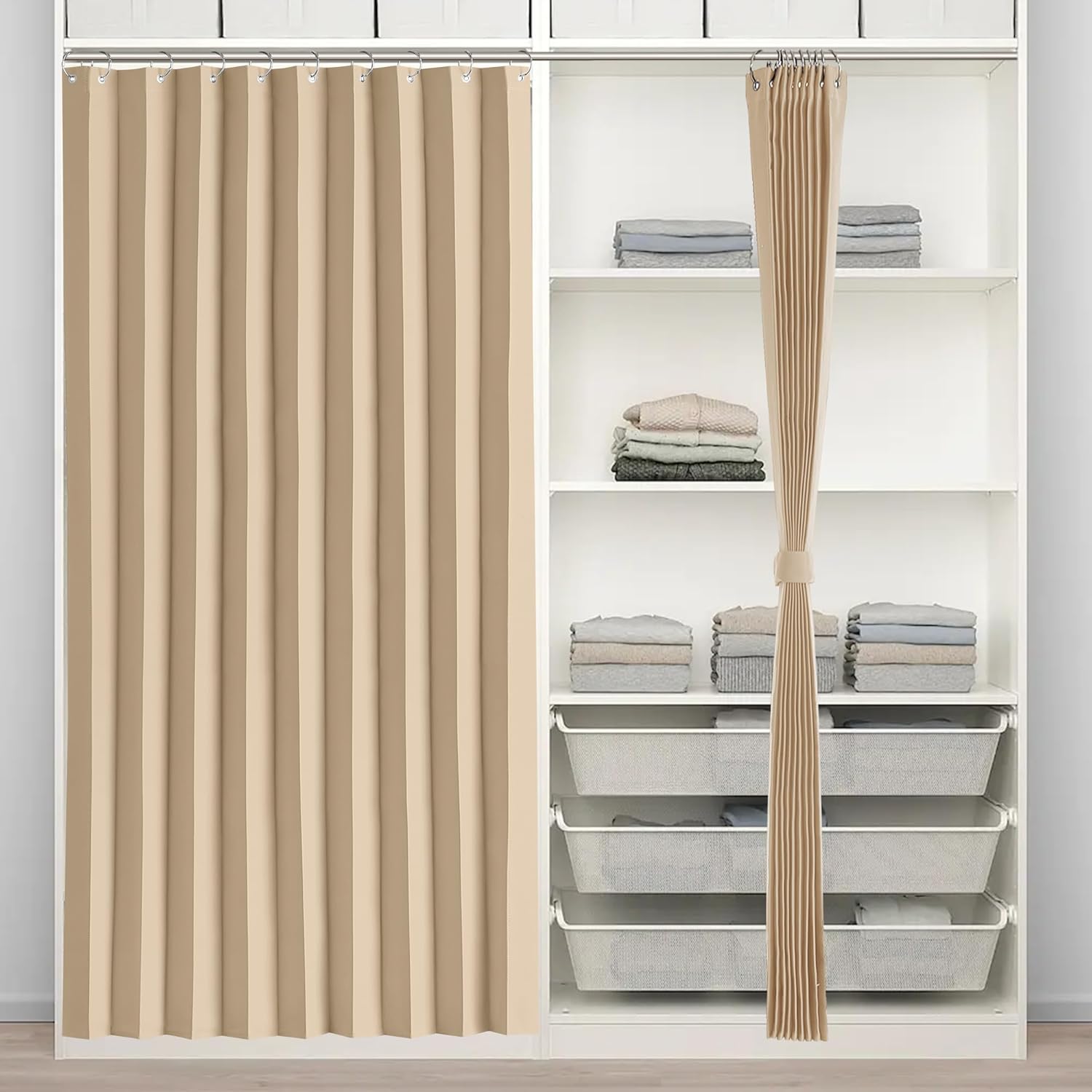 RYB HOME Biscotti Beige Grommet Curtain Panel