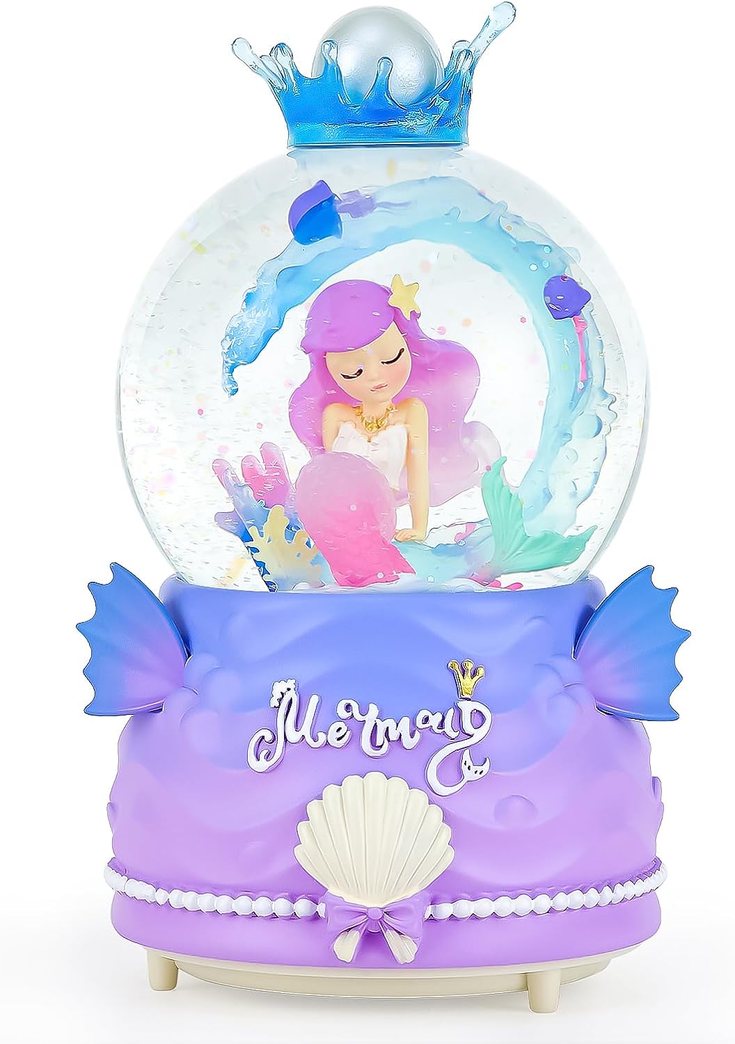 BREIS Mermaid Snow Globe with Music and LED Lights