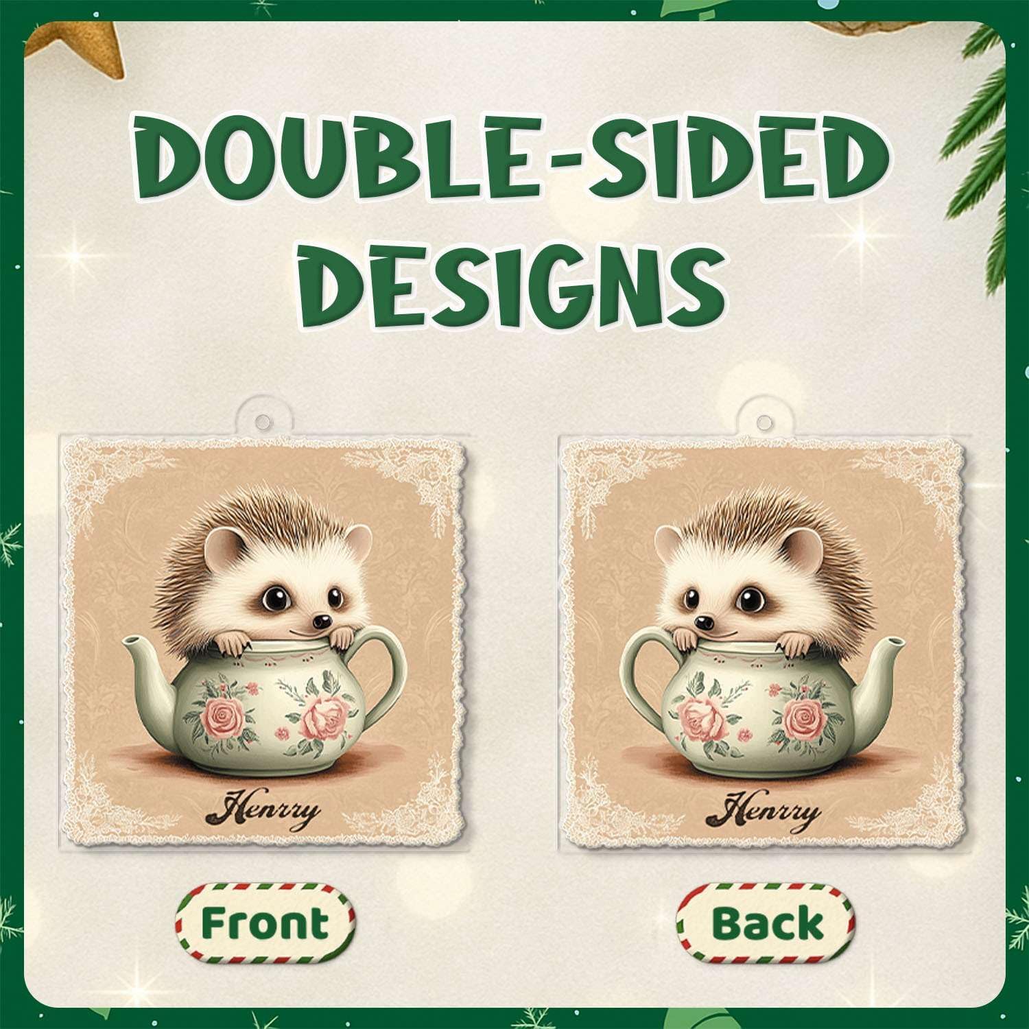 Personalized Name Hedgehog Hanging Ornament
