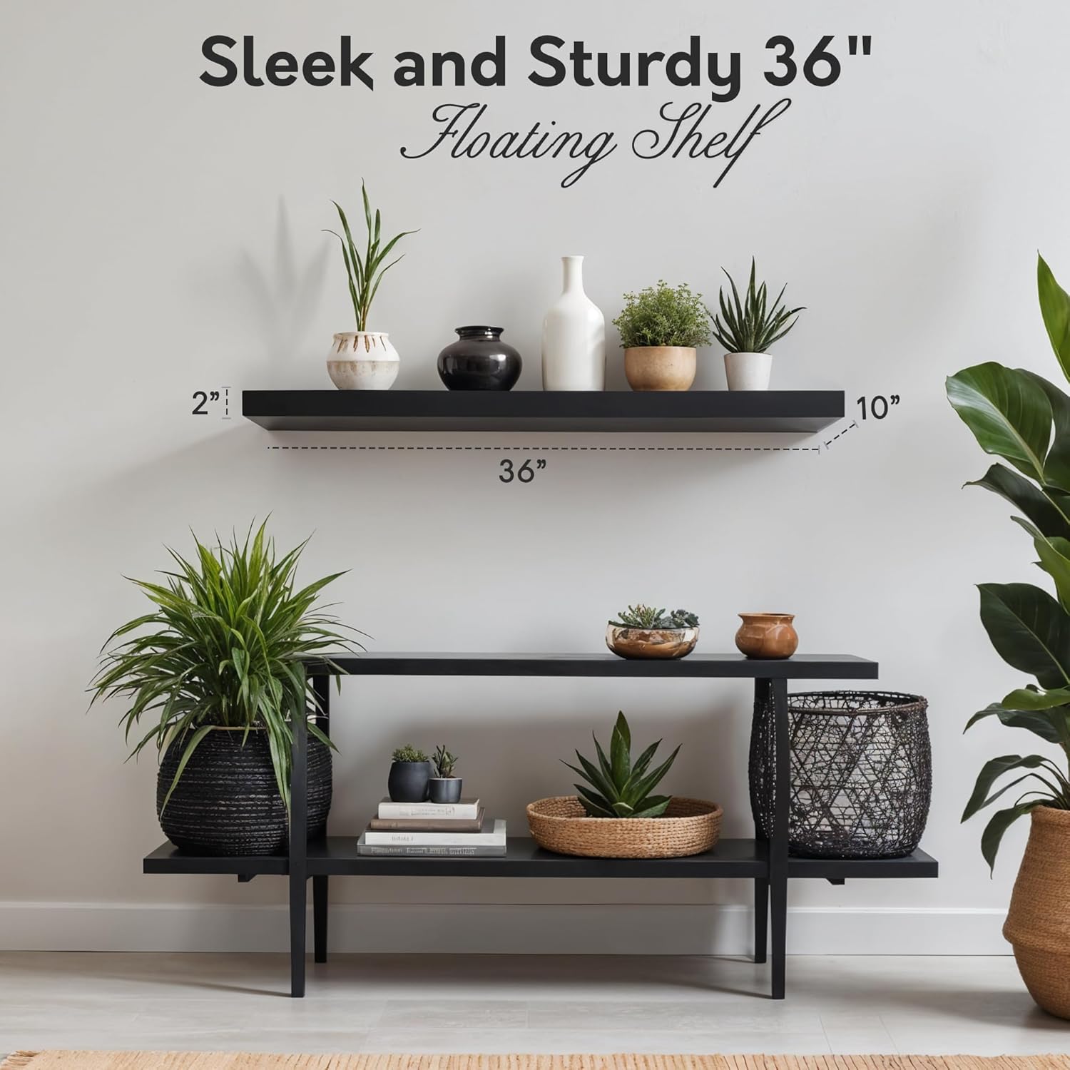 InPlace Heavy Duty Floating Shelf - Black