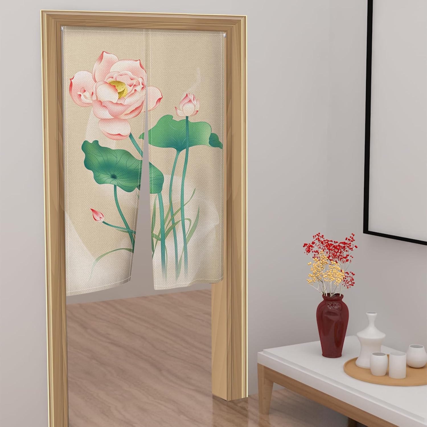 Pink Lotus Flower Noren Door Curtain Door Tapestry