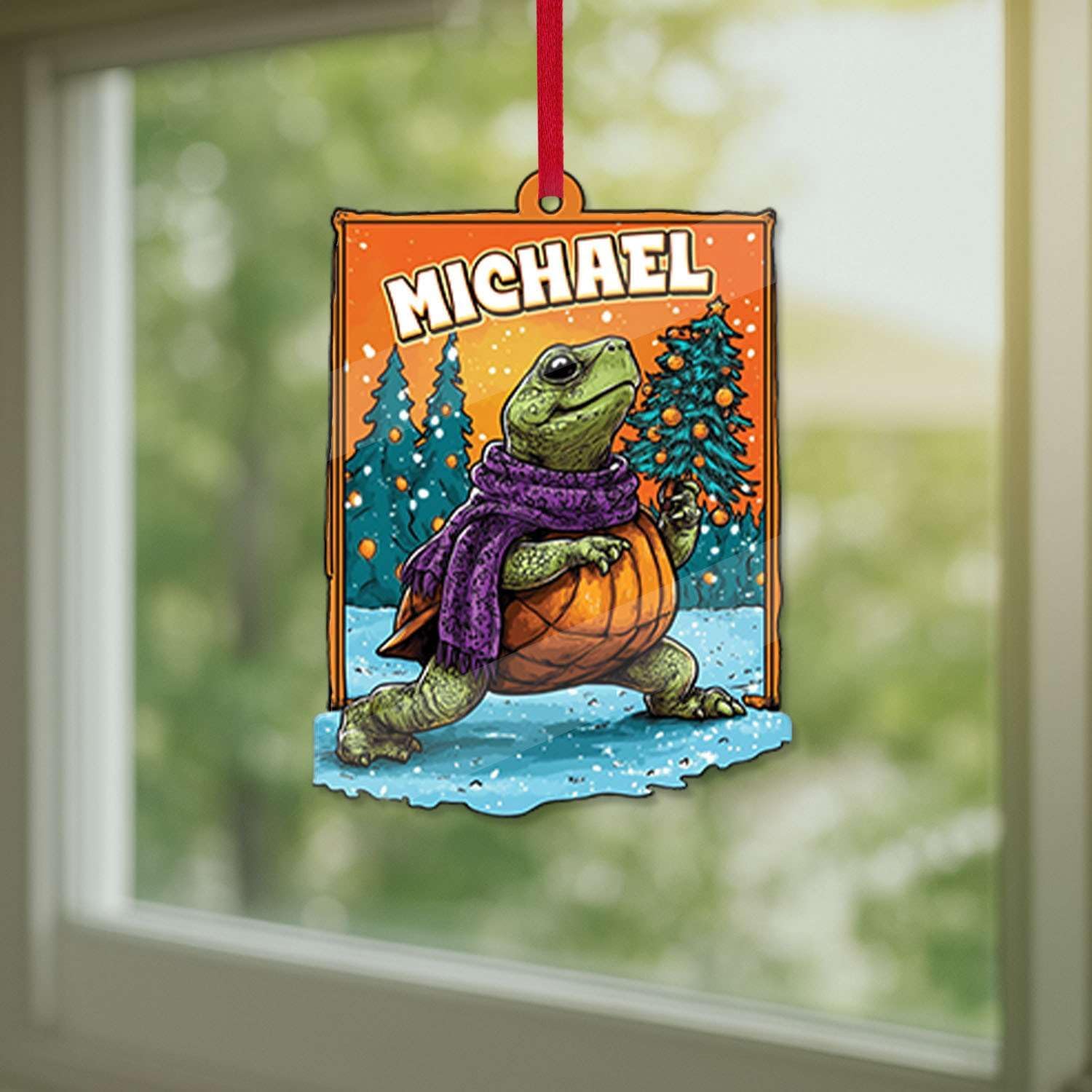 Custom Name Turtle Christmas Hanging Ornament Personalized Acrylic Animal Decoration