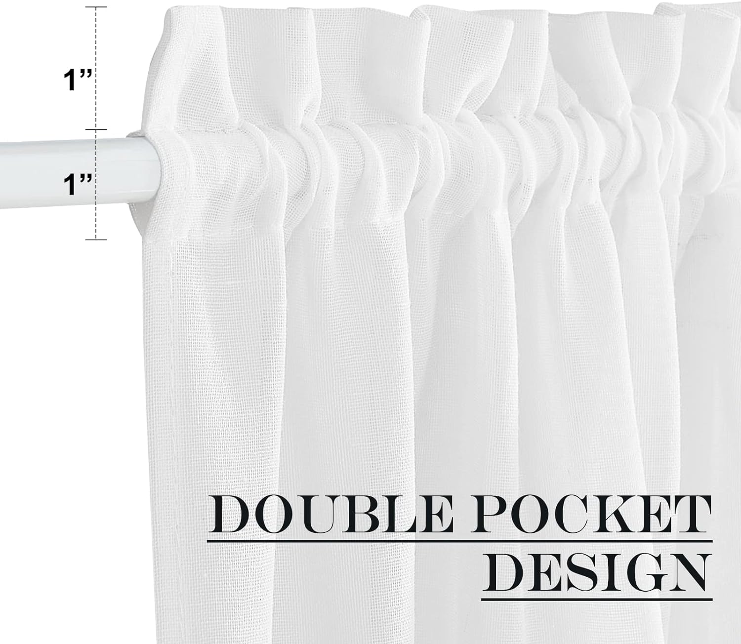 NICETOWN Sheer Curtain for French Door 26 x 80 White