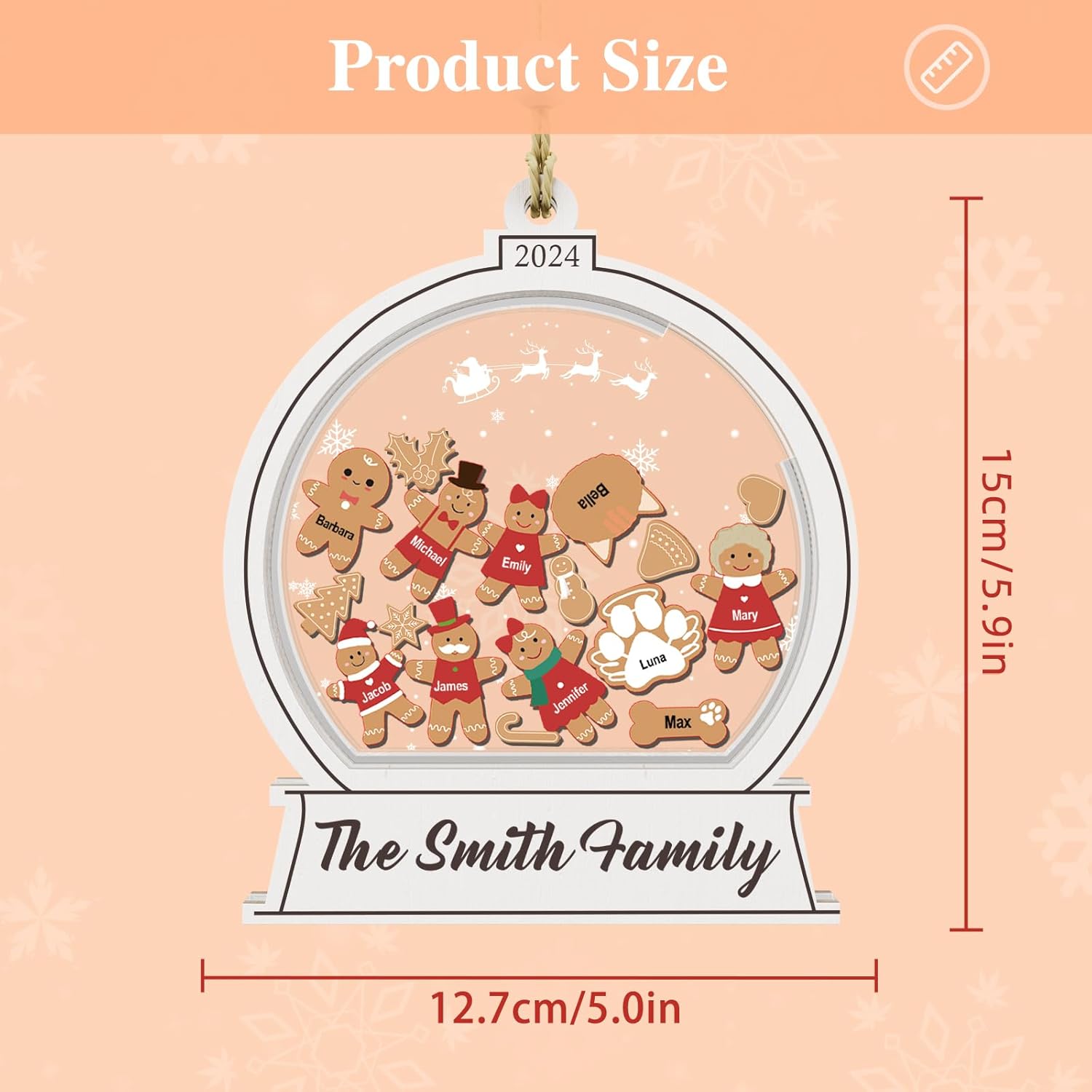 Personalized Christmas Ornament with Family Names and Pets