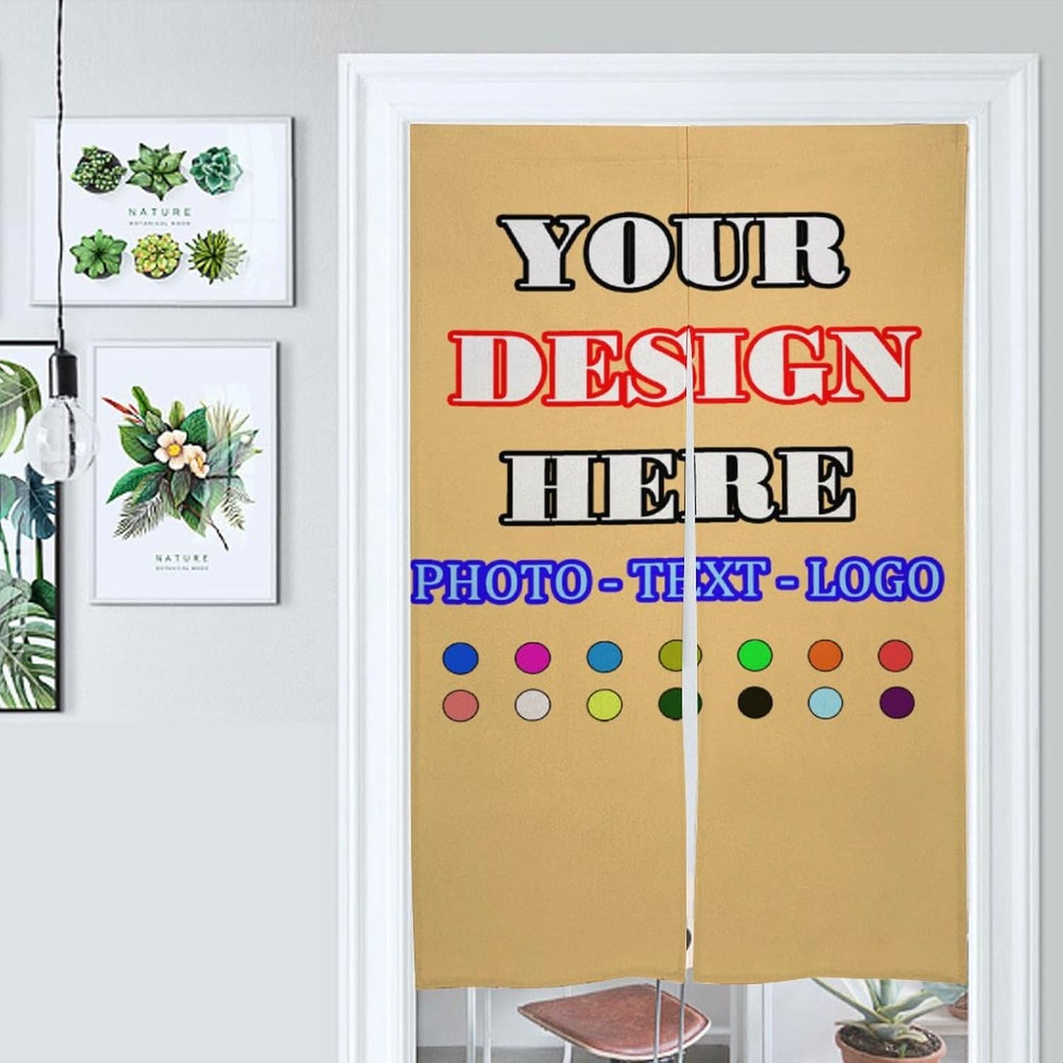 Custom Japanese Noren Door Curtain with Photo Text and Logo