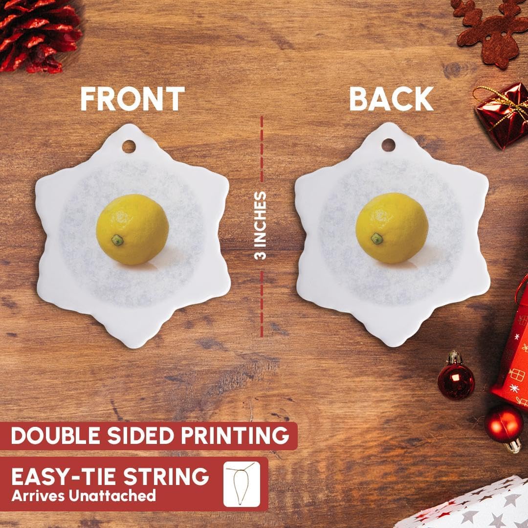3 Inch Snowflake Porcelain Ornament - Lemon Citrus Decor