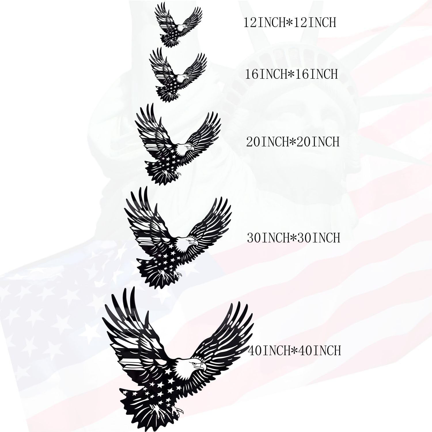 Patriotic Bald Eagle American Flag Metal Wall Art 30 Inch