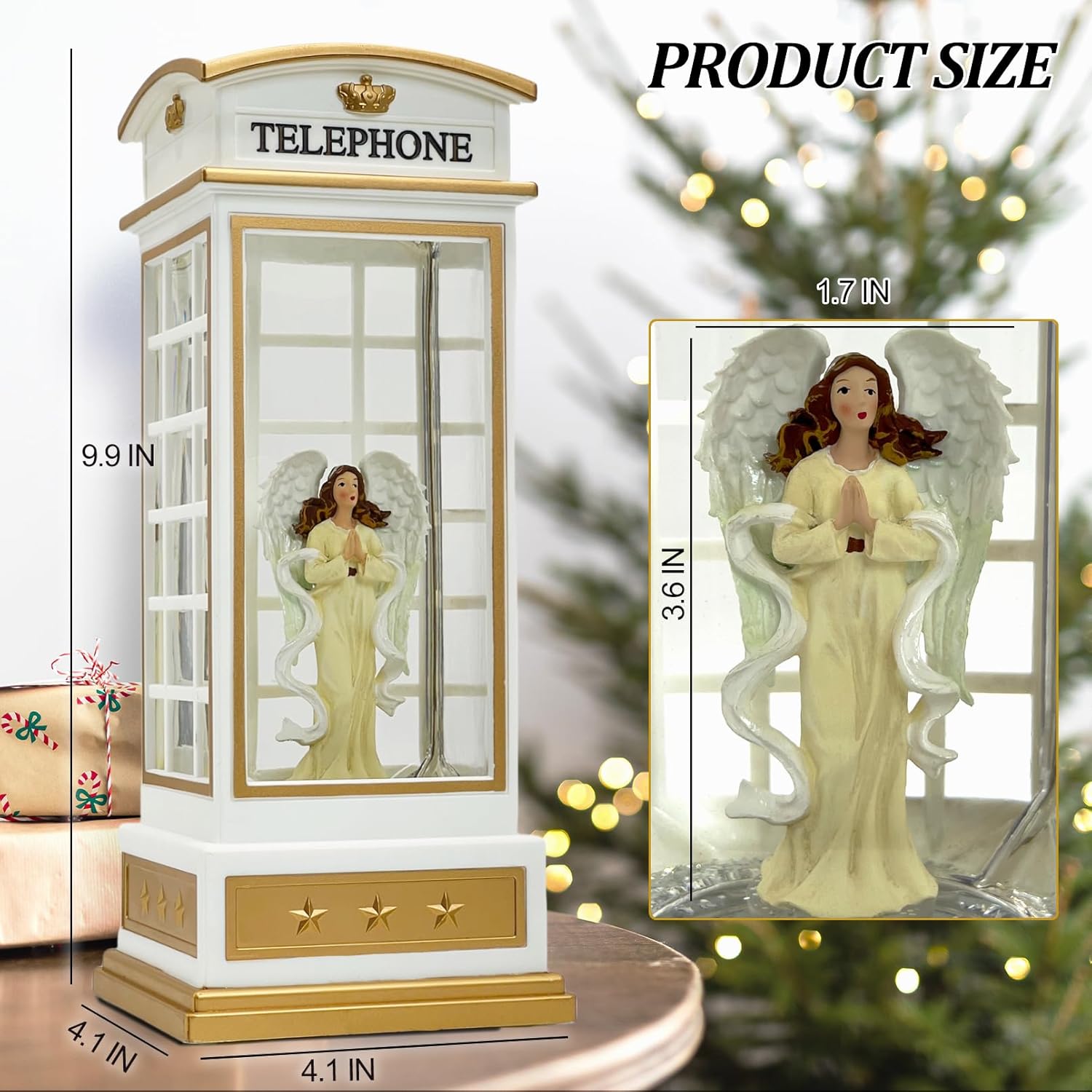 EIGHTOWN Christmas Snow Globe Angel Scene Lantern