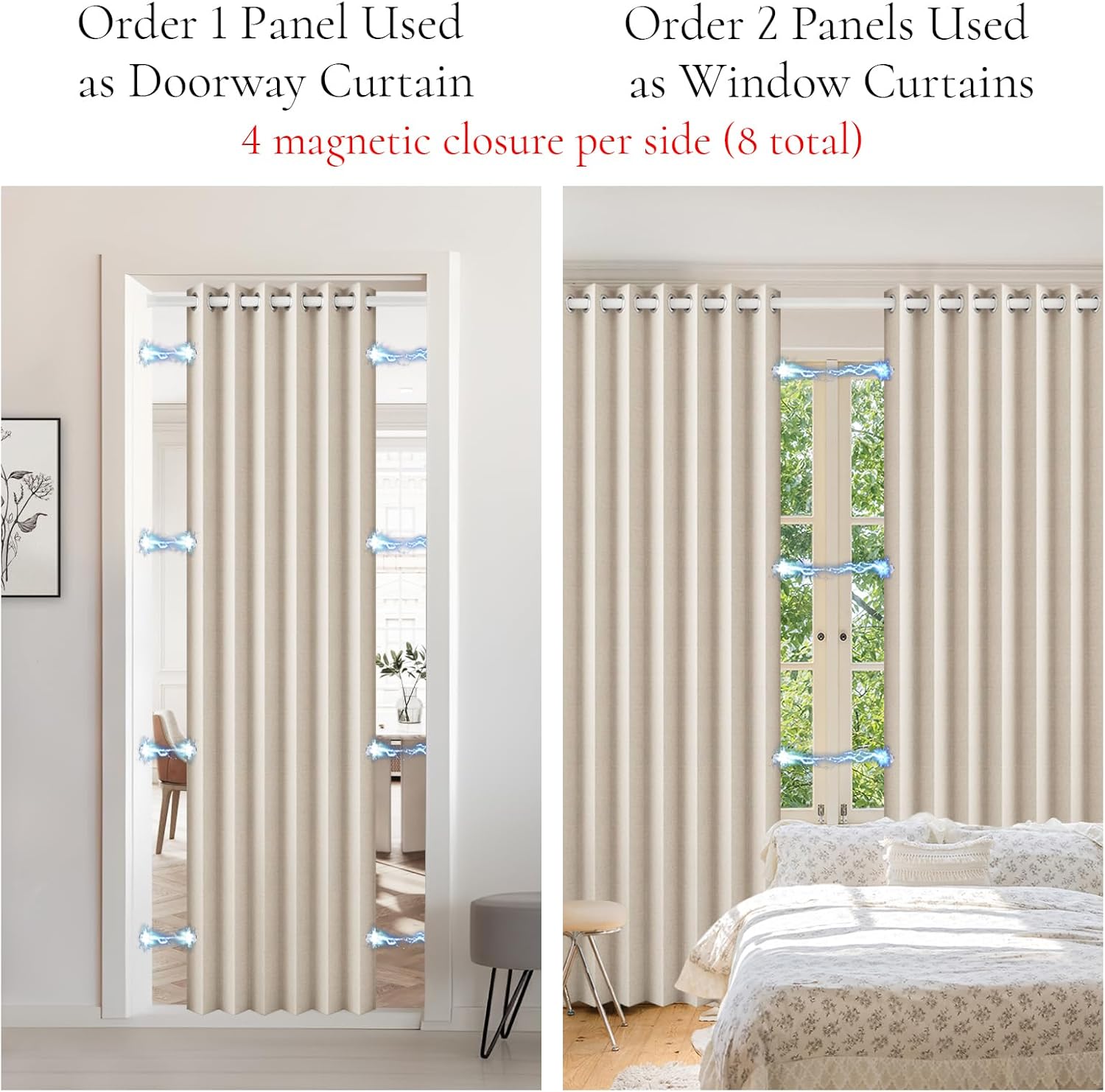 Pleated Folding Door Curtains - Blackout Panel for Bedroom Living Room Closet
