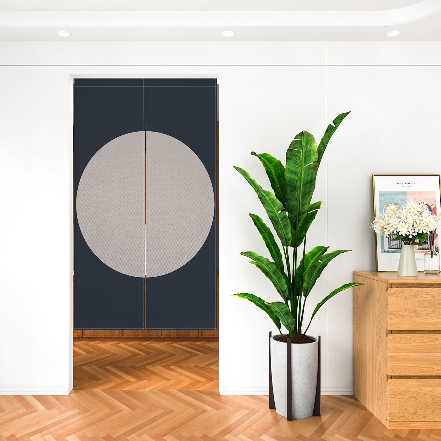 Leowefowa Double Sided Door Curtain White Round Pattern 335 x 709 Inches