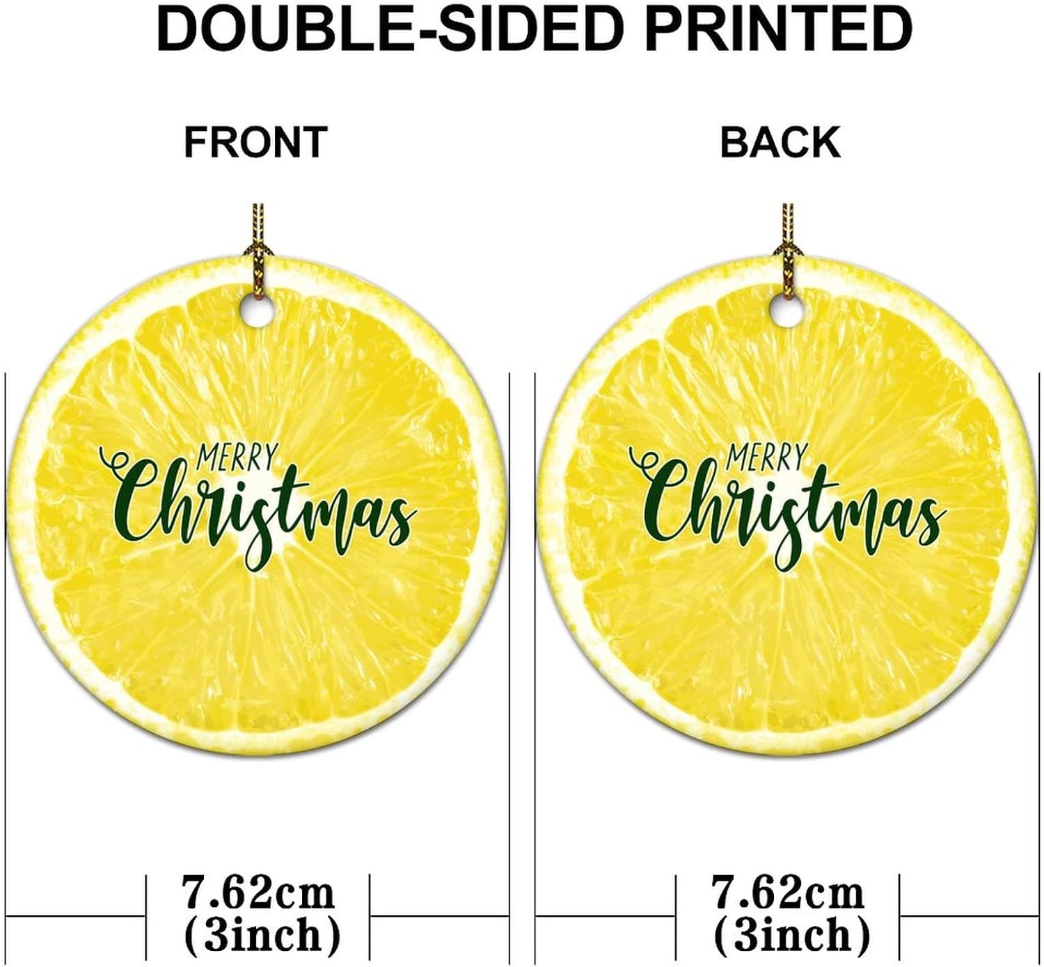 LUIJORGY 3 Inch Double Sided Printed Ceramic Christmas Ornament