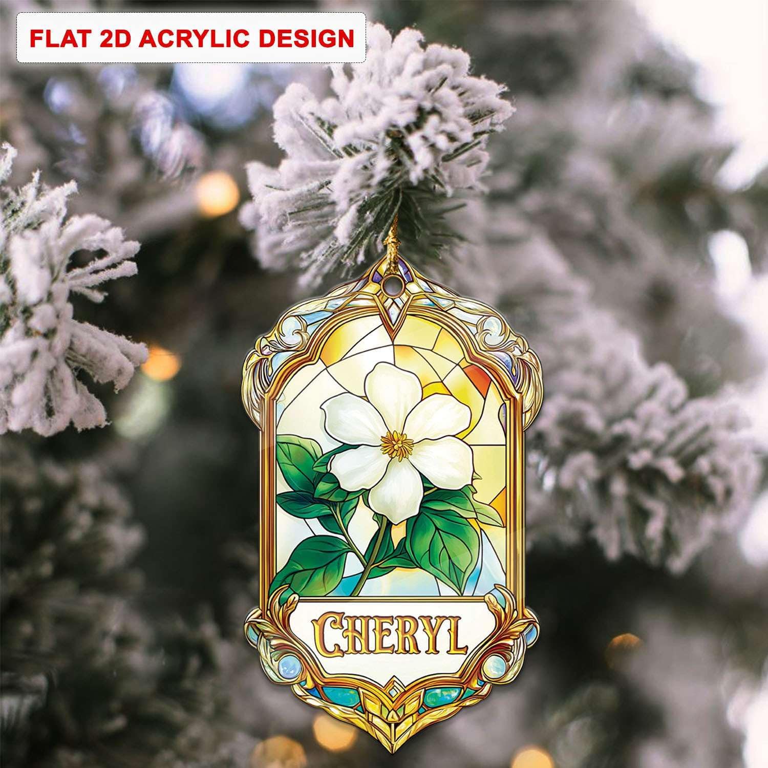 Custom Name Jasmine Hanging Ornament Personalized Acrylic Christmas Decoration