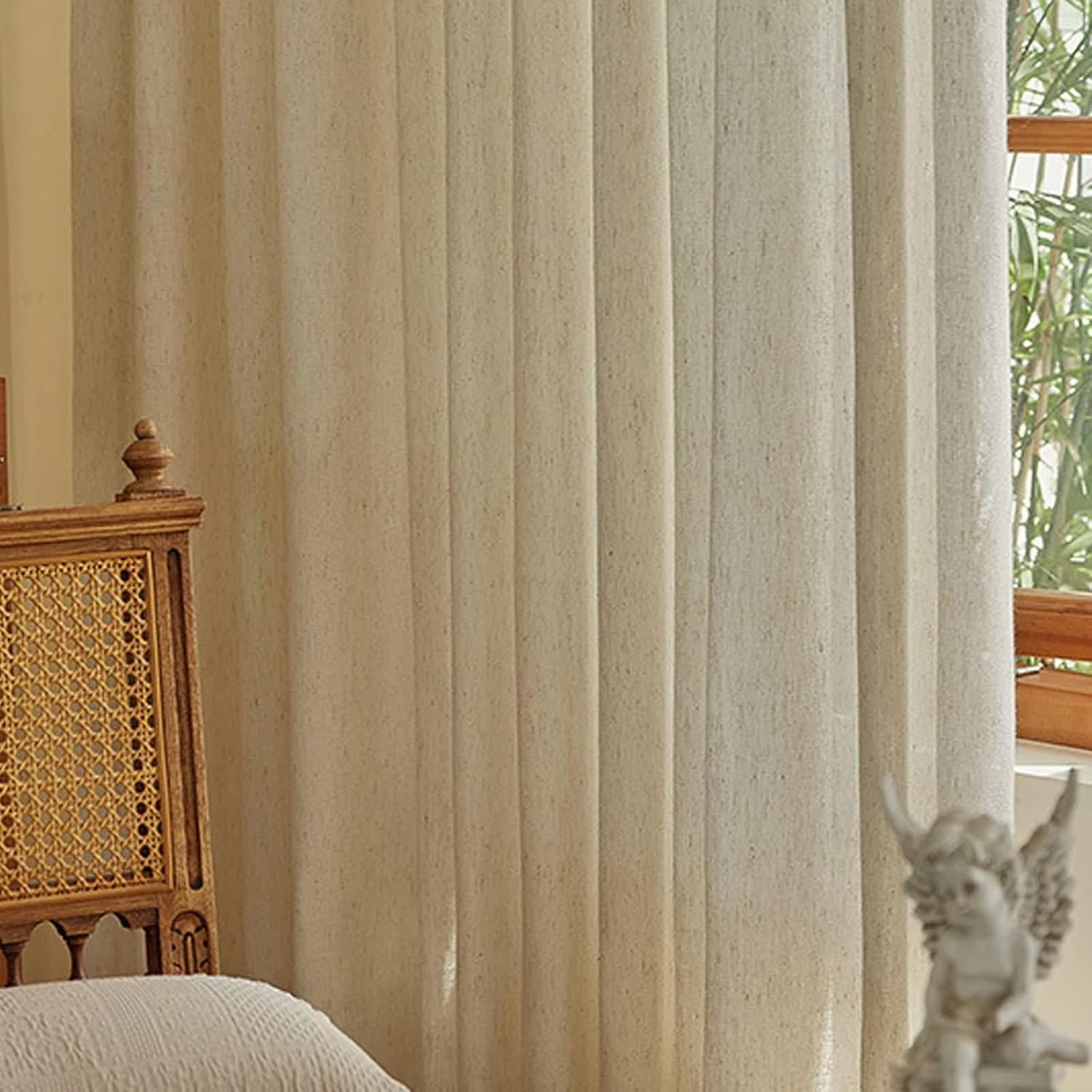Sheer Curtains Beige 2 Panels 40W x 84L Inch