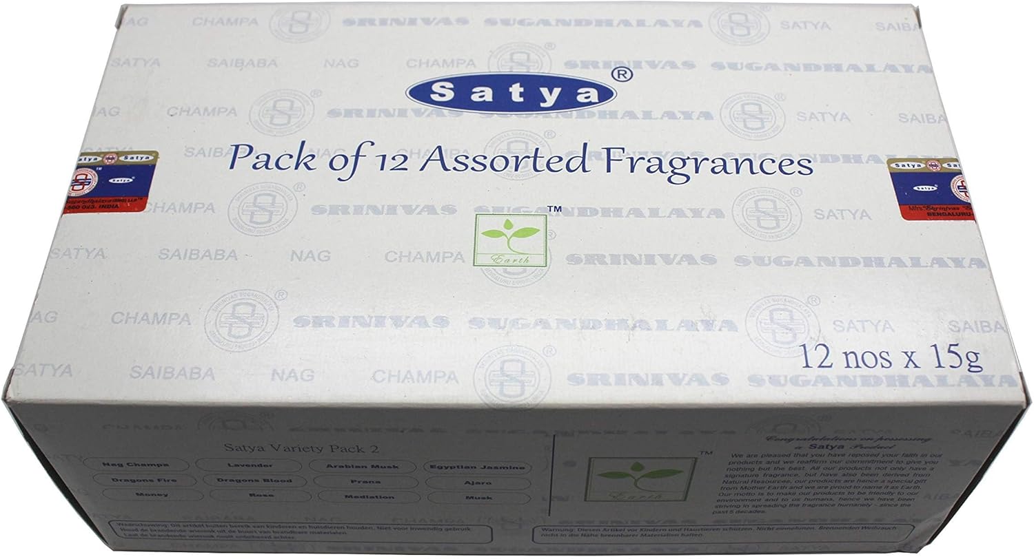 Satya Bangalore Set of 12 Incense Sticks Variety Pack