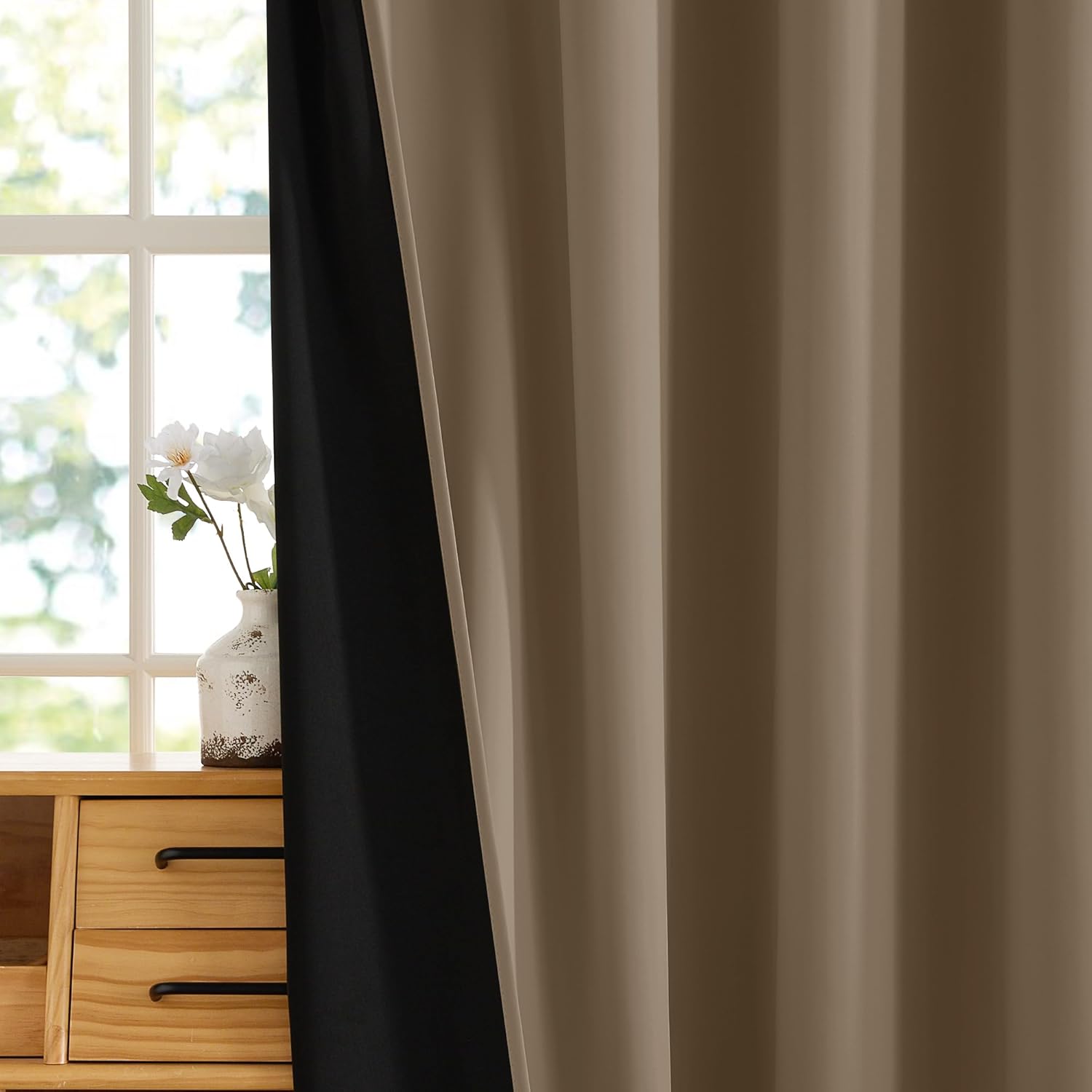 RYB HOME Blackout Door Curtain Panel Mocha