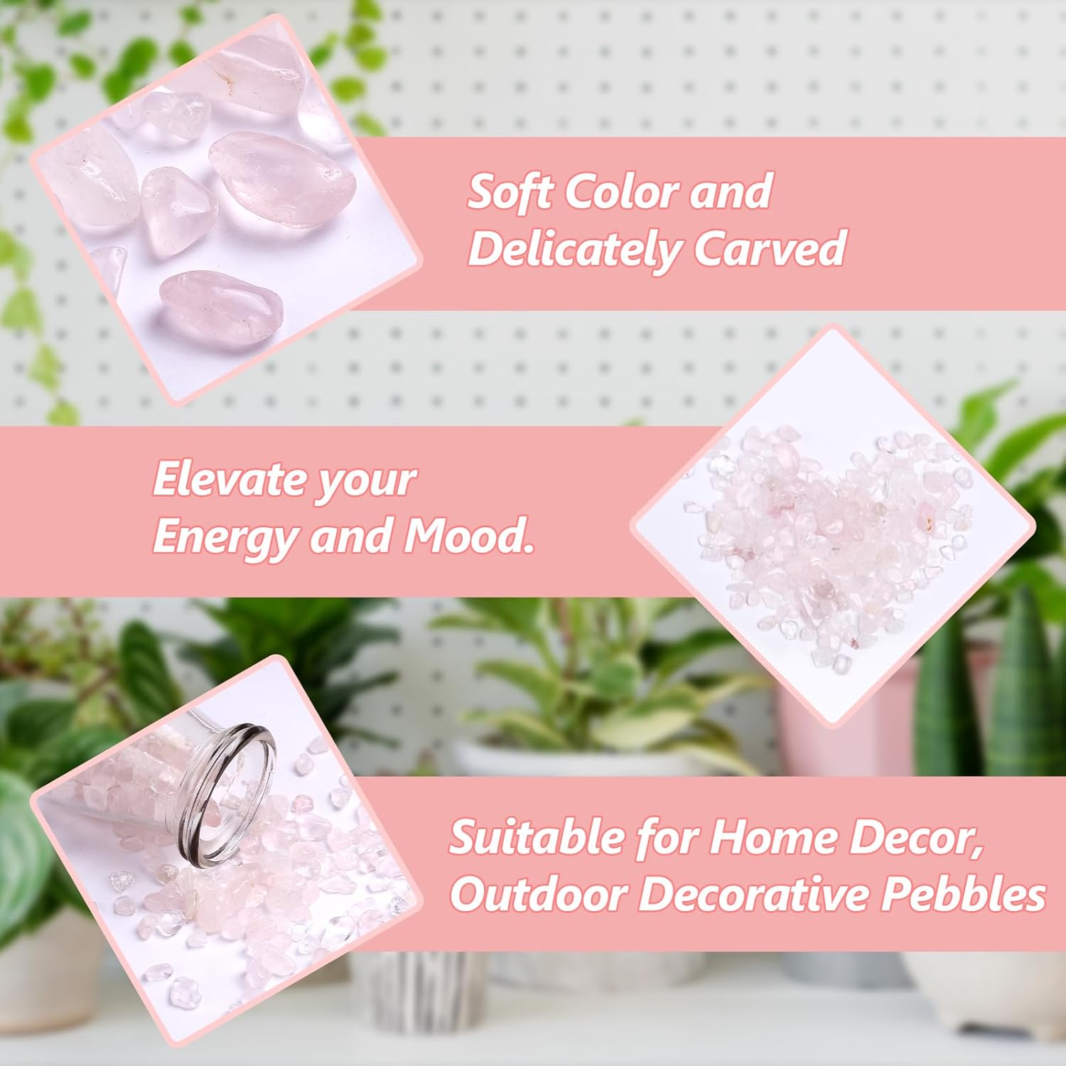 Naler 1lb Rose Quartz Crystals for DIY and Decorations