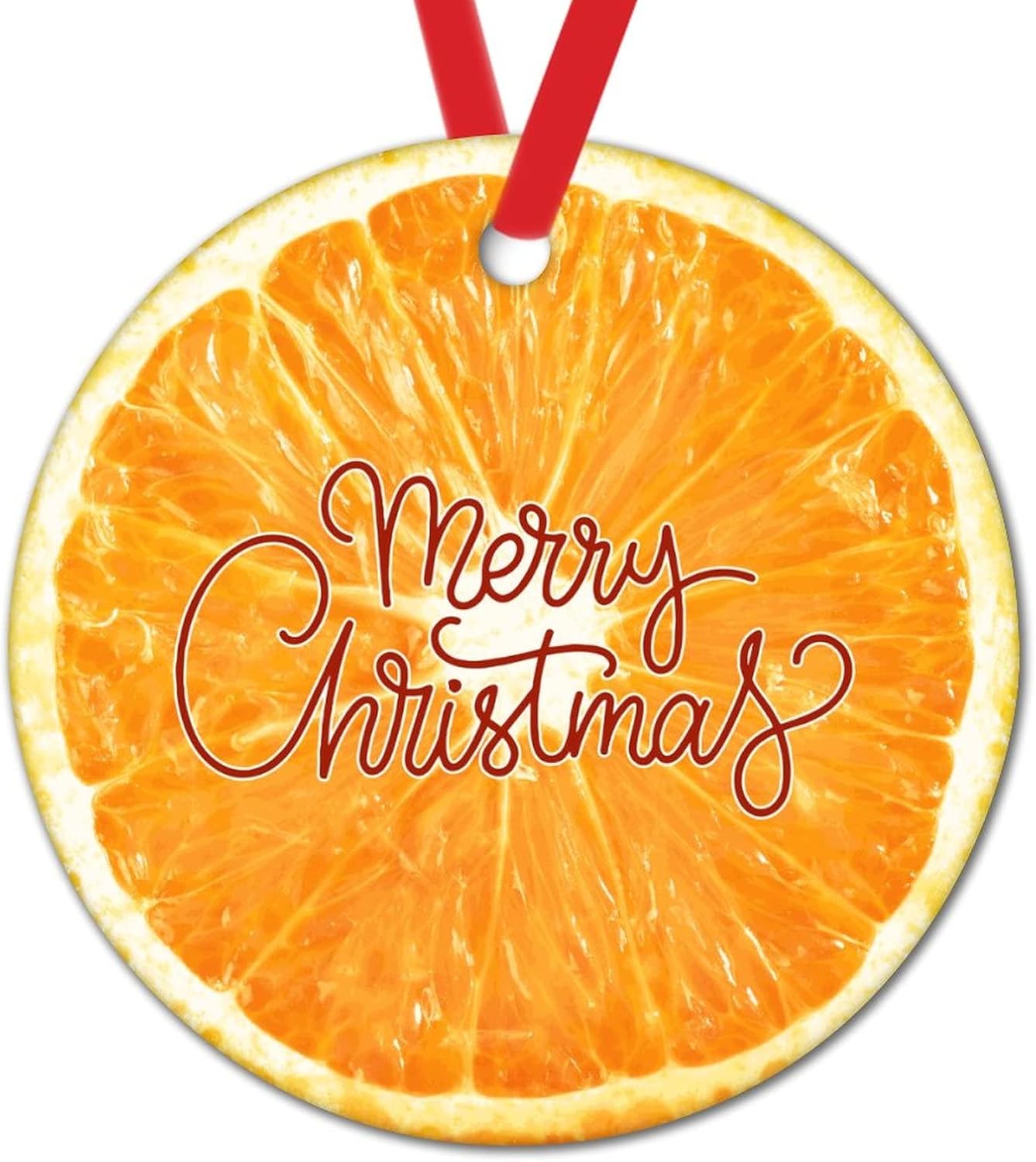 Orange Fruit Christmas Ornament Ceramic Decor 3 Inch