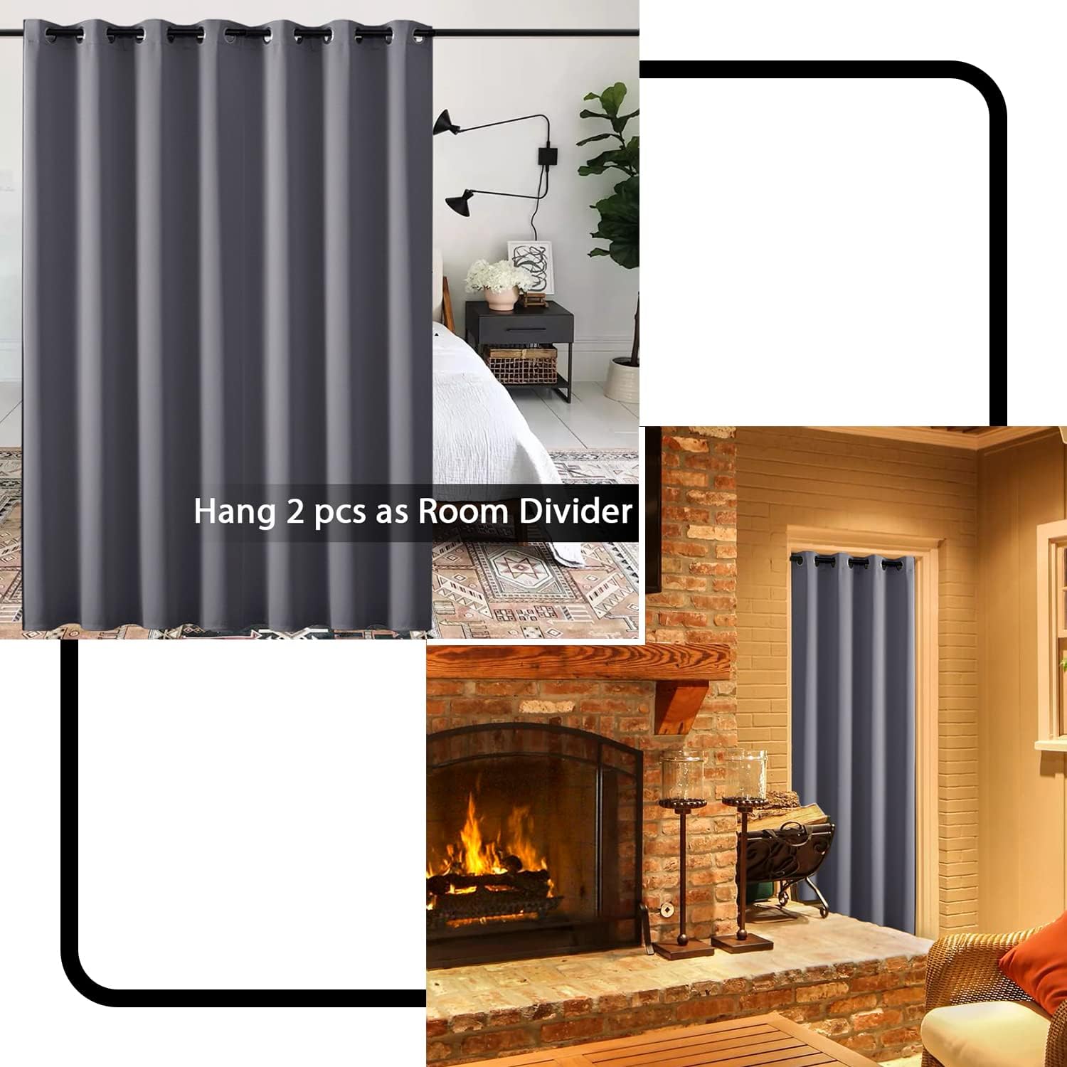 XTMYI Thermal Insulated Curtains Dark Grey 34x80 Inches